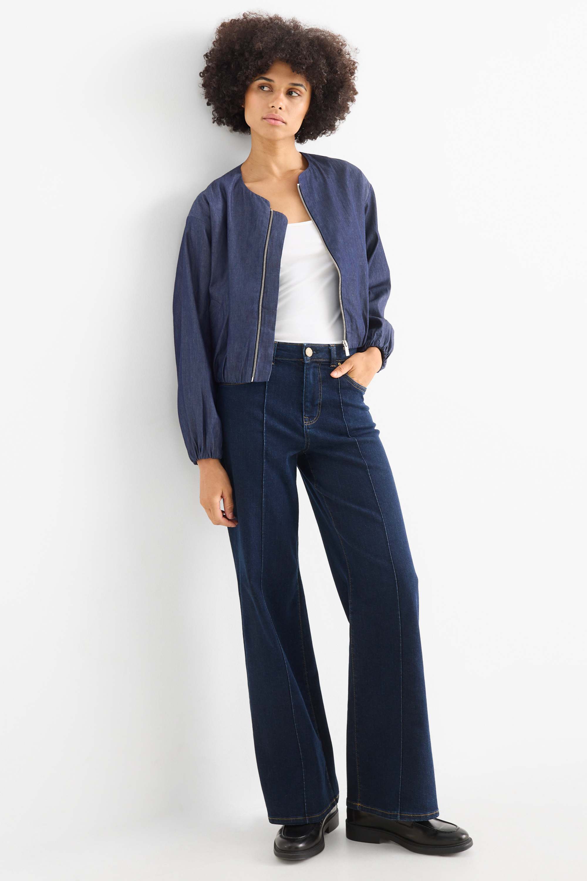 Denim bomber jacket dark blue