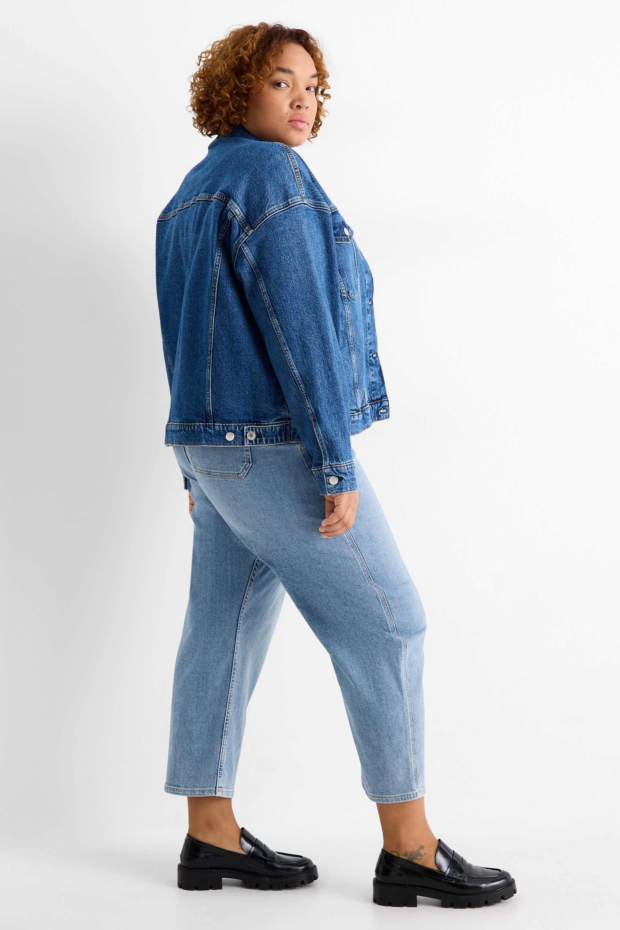 Balloon jeans - high waist blue denim