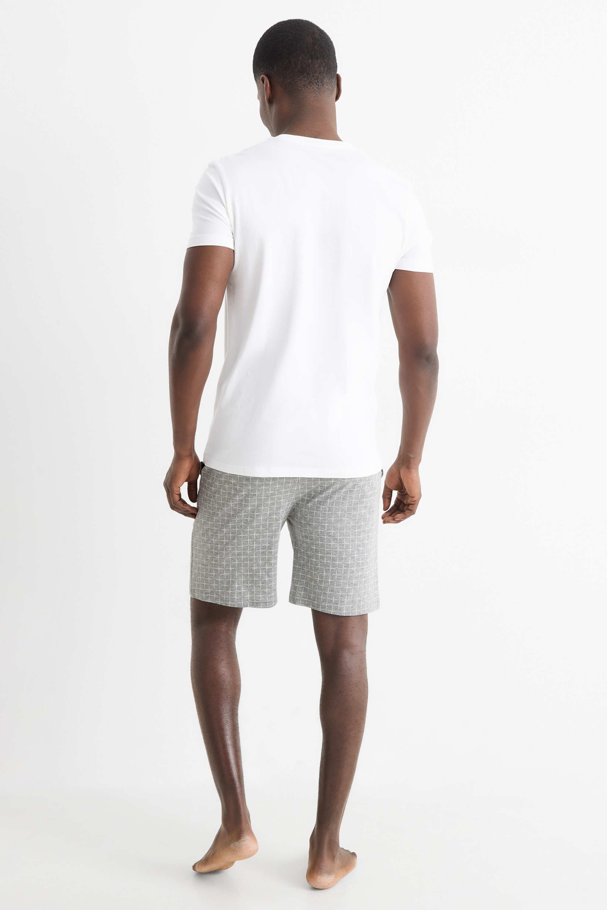 Pyjama shorts - check gray