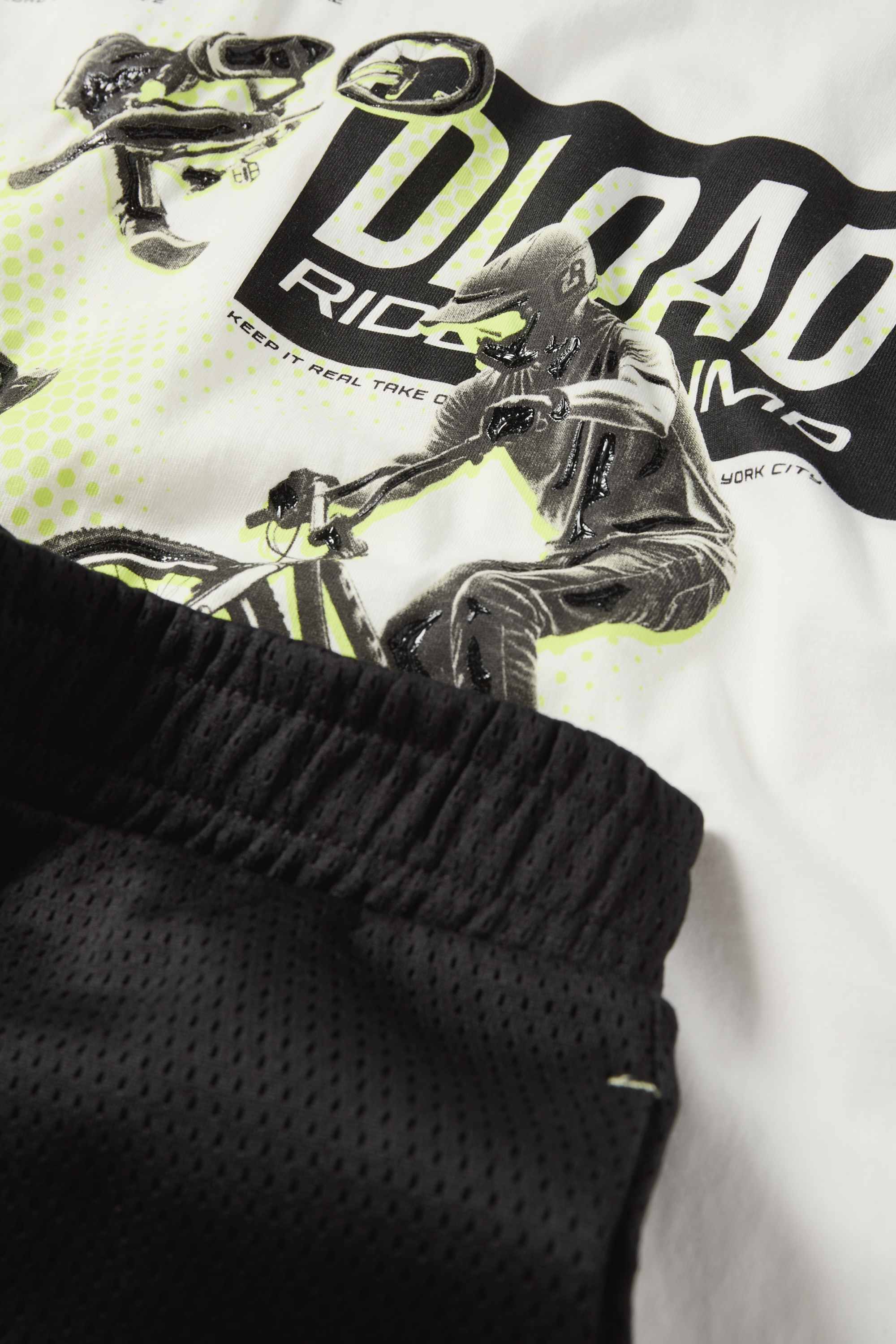 BMX - set - short sleeve T-shirt and shorts - 2 piece white / black