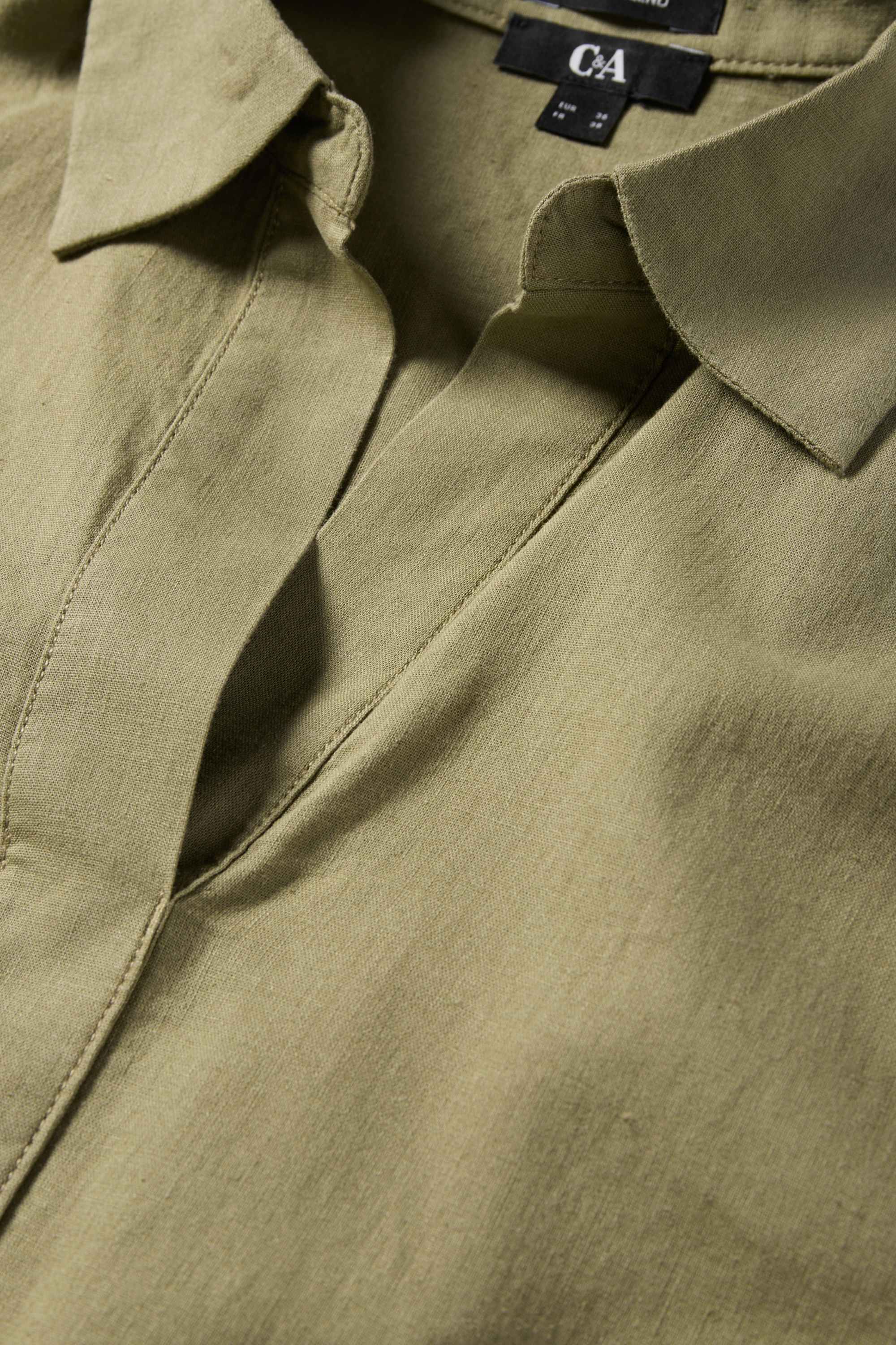 Blouse - linen blend khaki