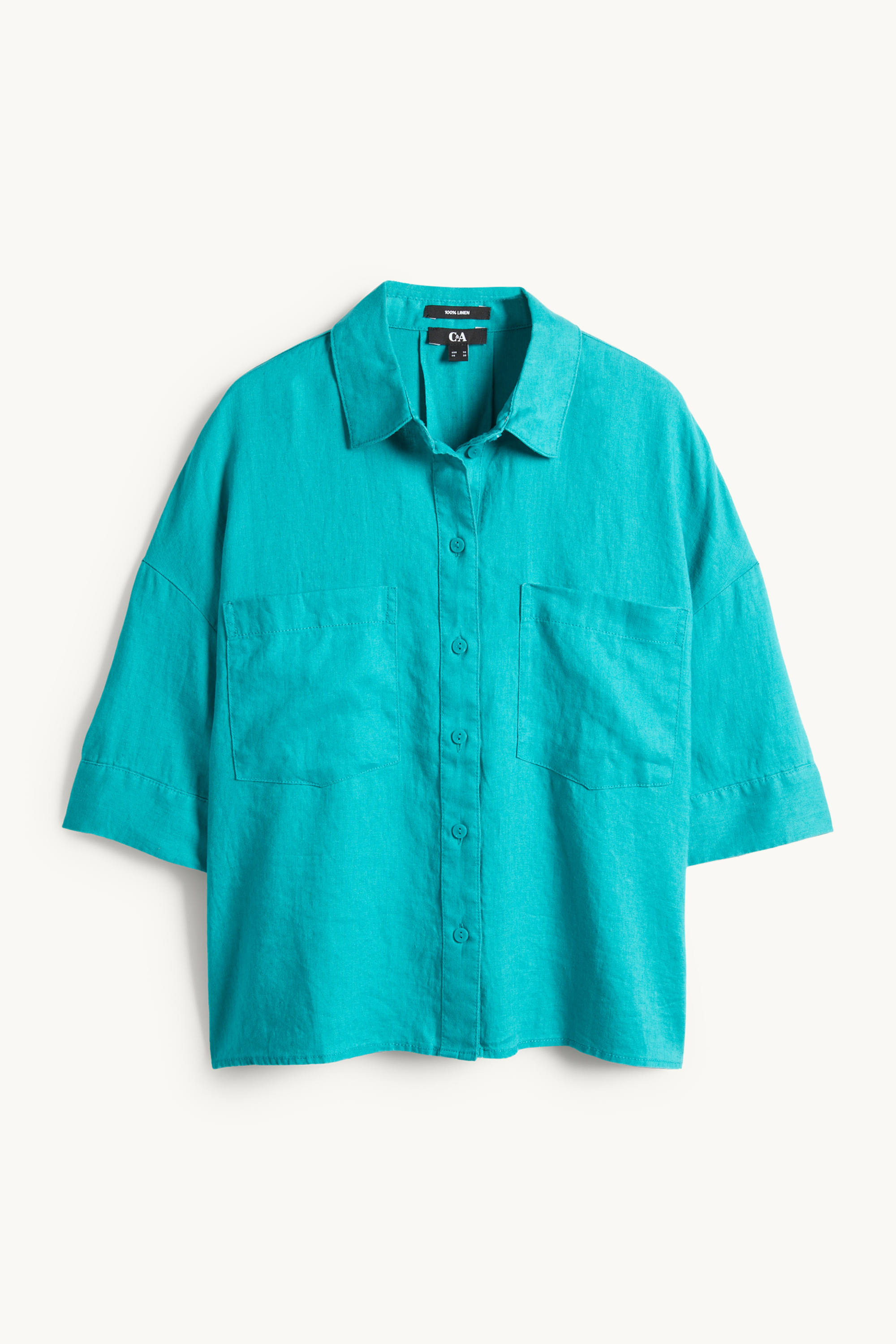 Linen shirt blouse dark turquoise