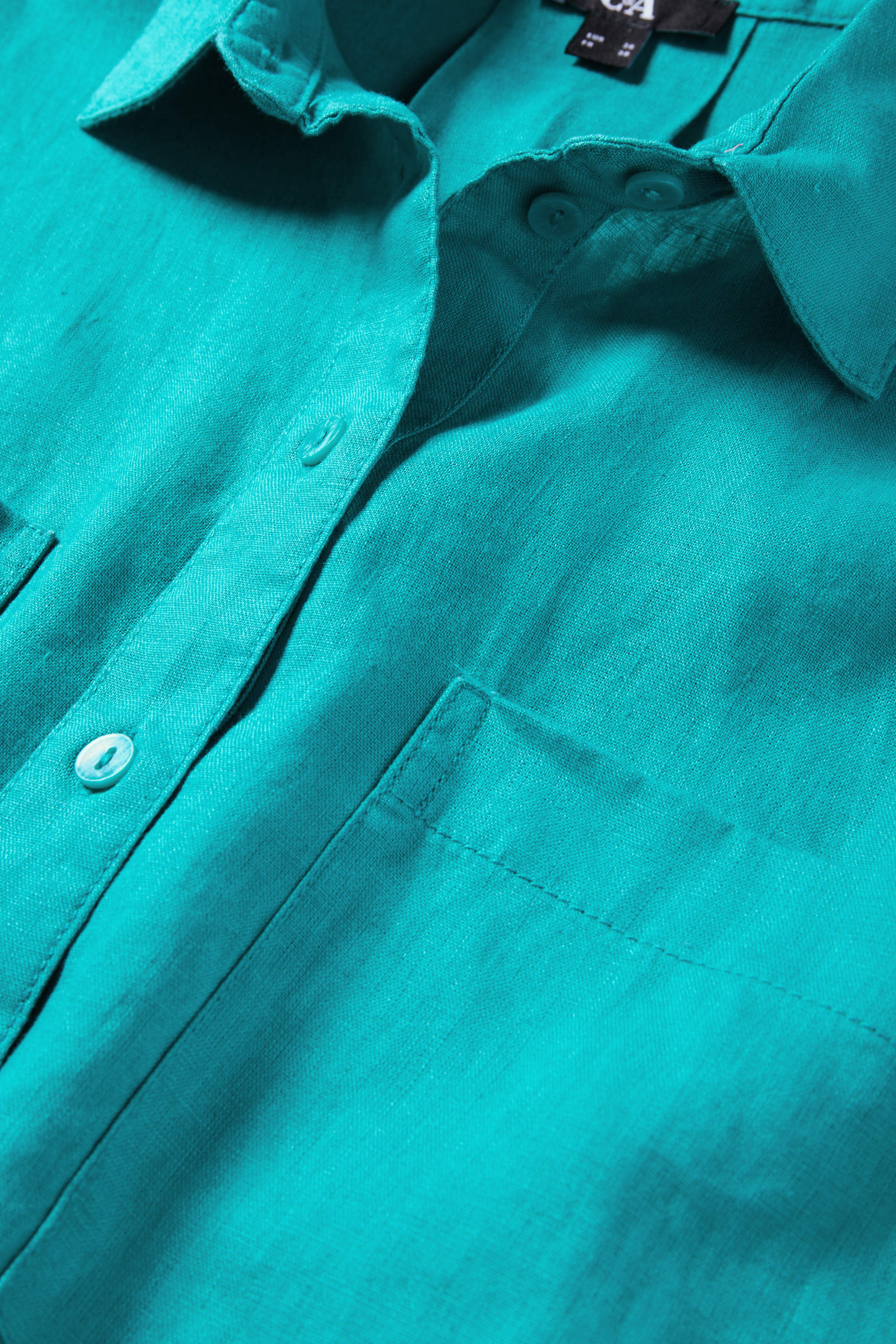 Linen shirt blouse dark turquoise