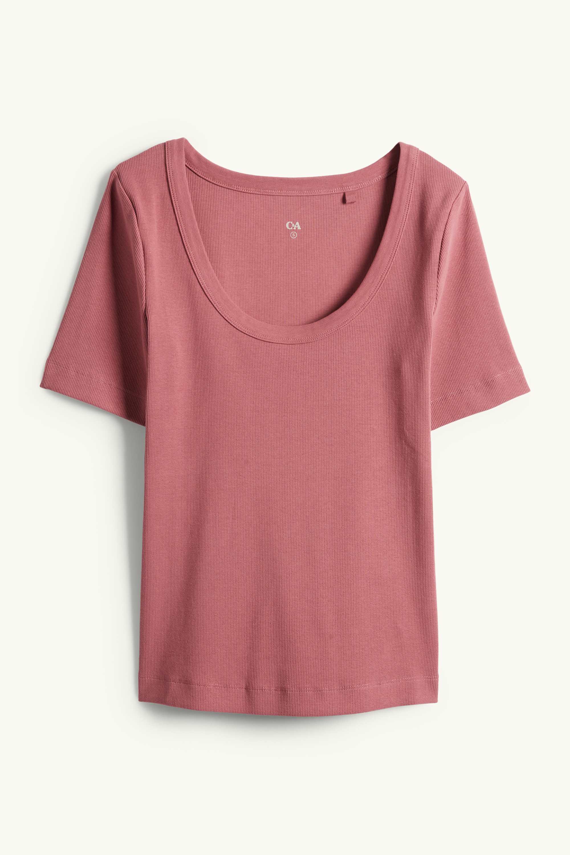 T-shirt - regular fit - ribbed dark rose