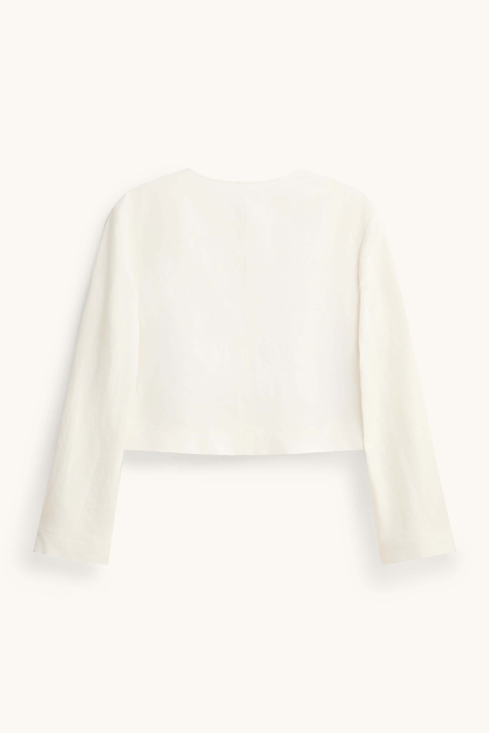 Cropped blazer with linen content - slim fit white