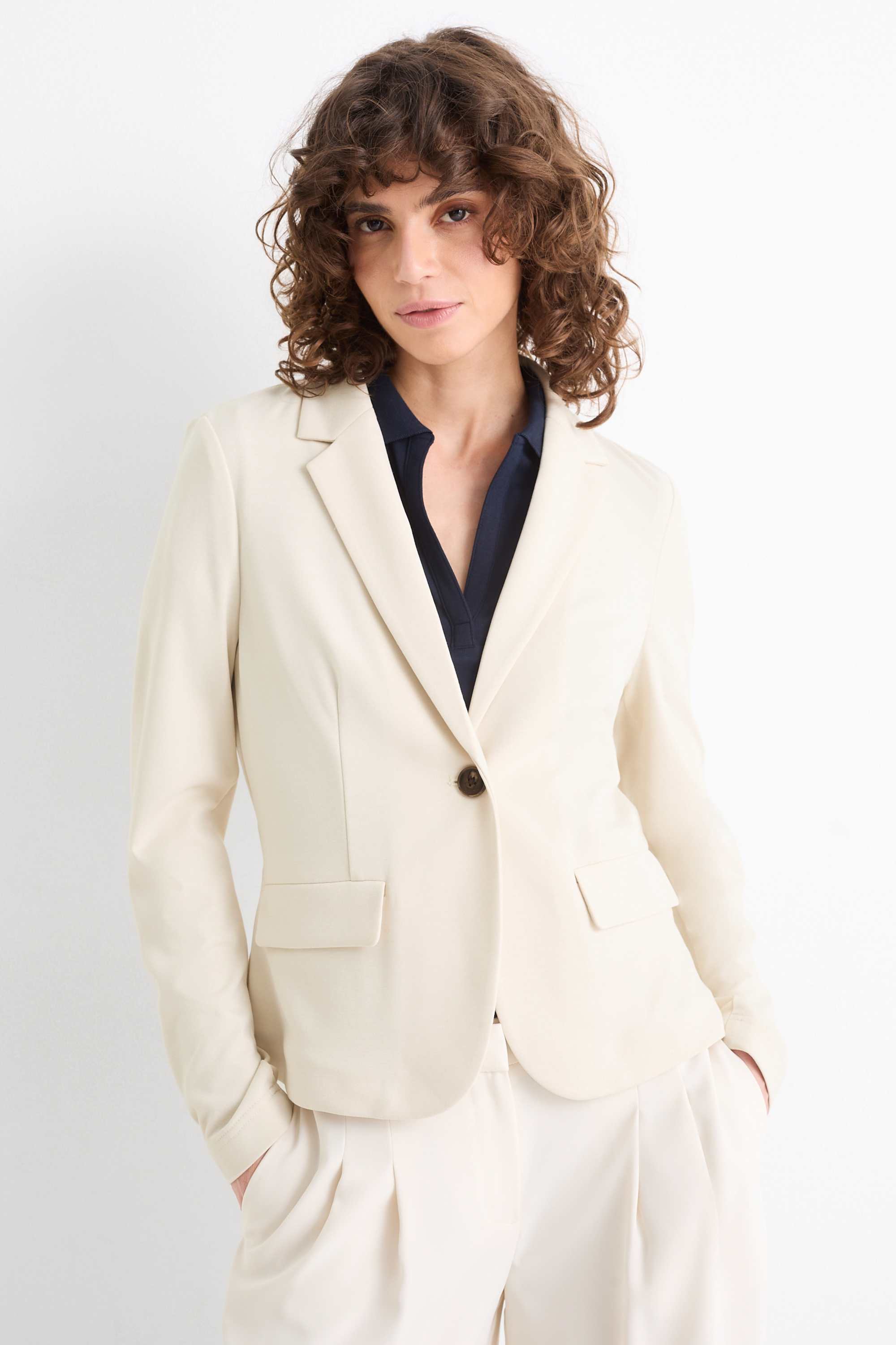 Jersey blazer - regular fit cremewhite