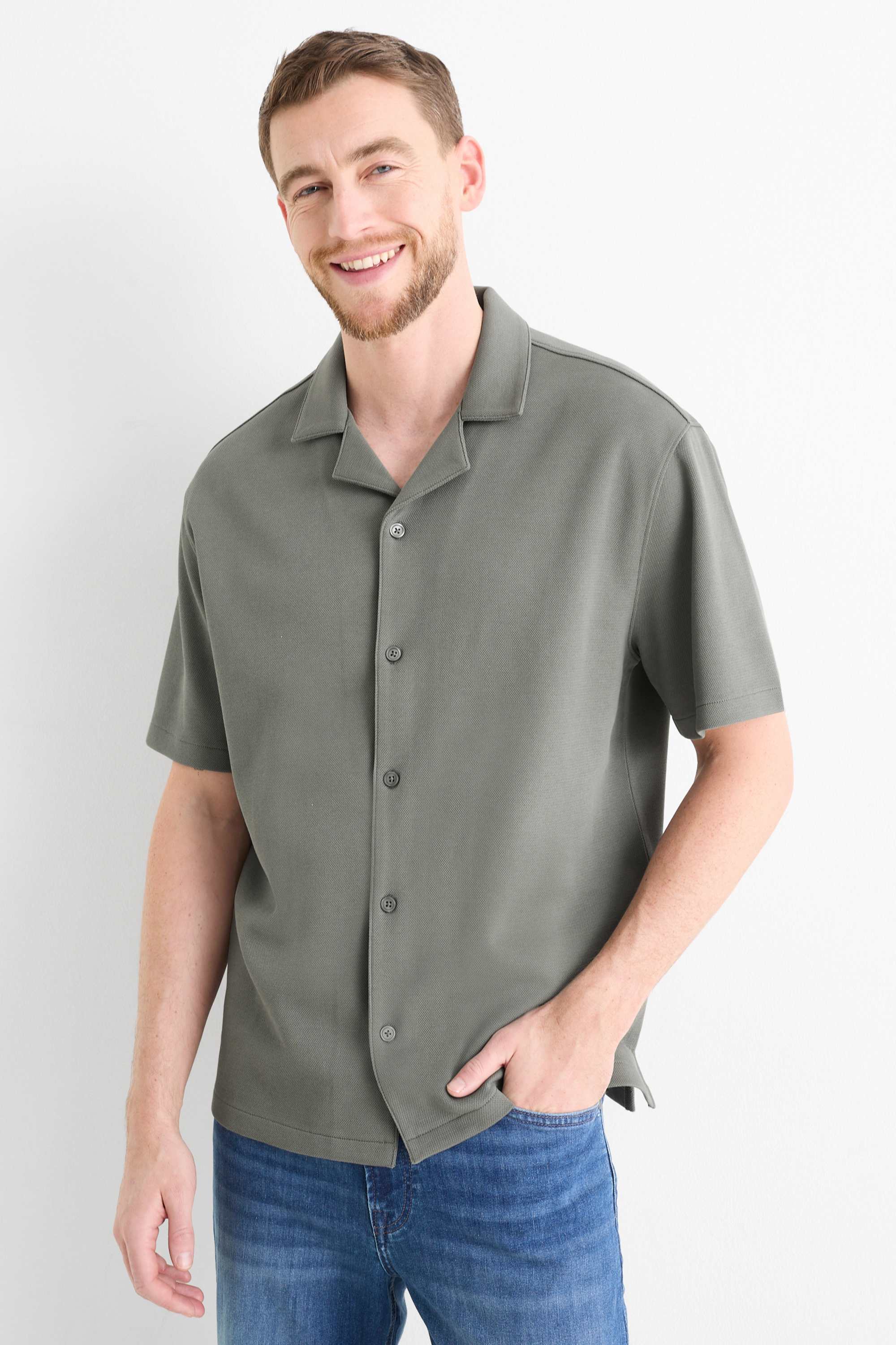 Shirt - regular fit - lapel collar gray