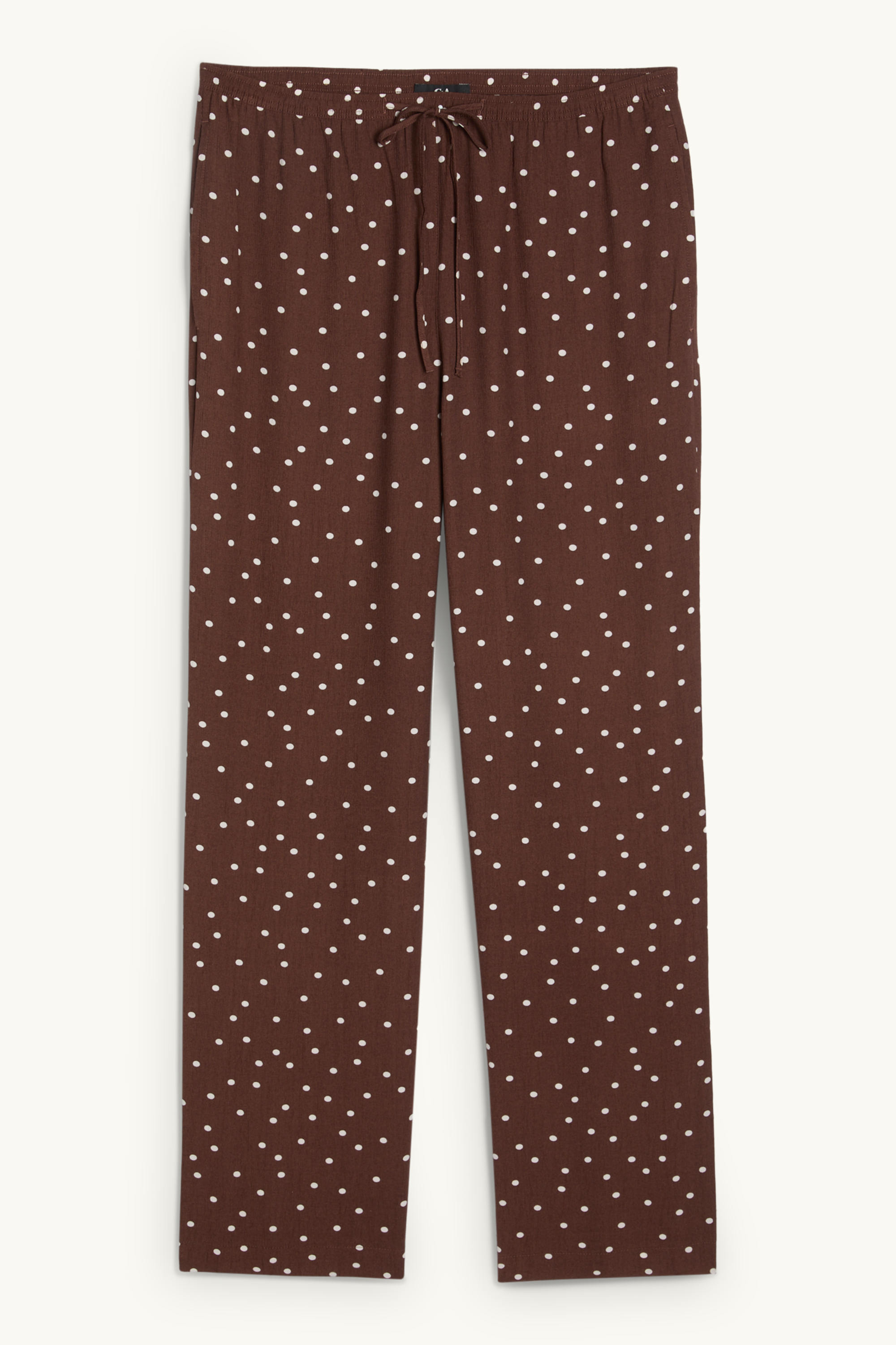 Cloth trousers - mid-rise waist - wide leg - polka dot brown