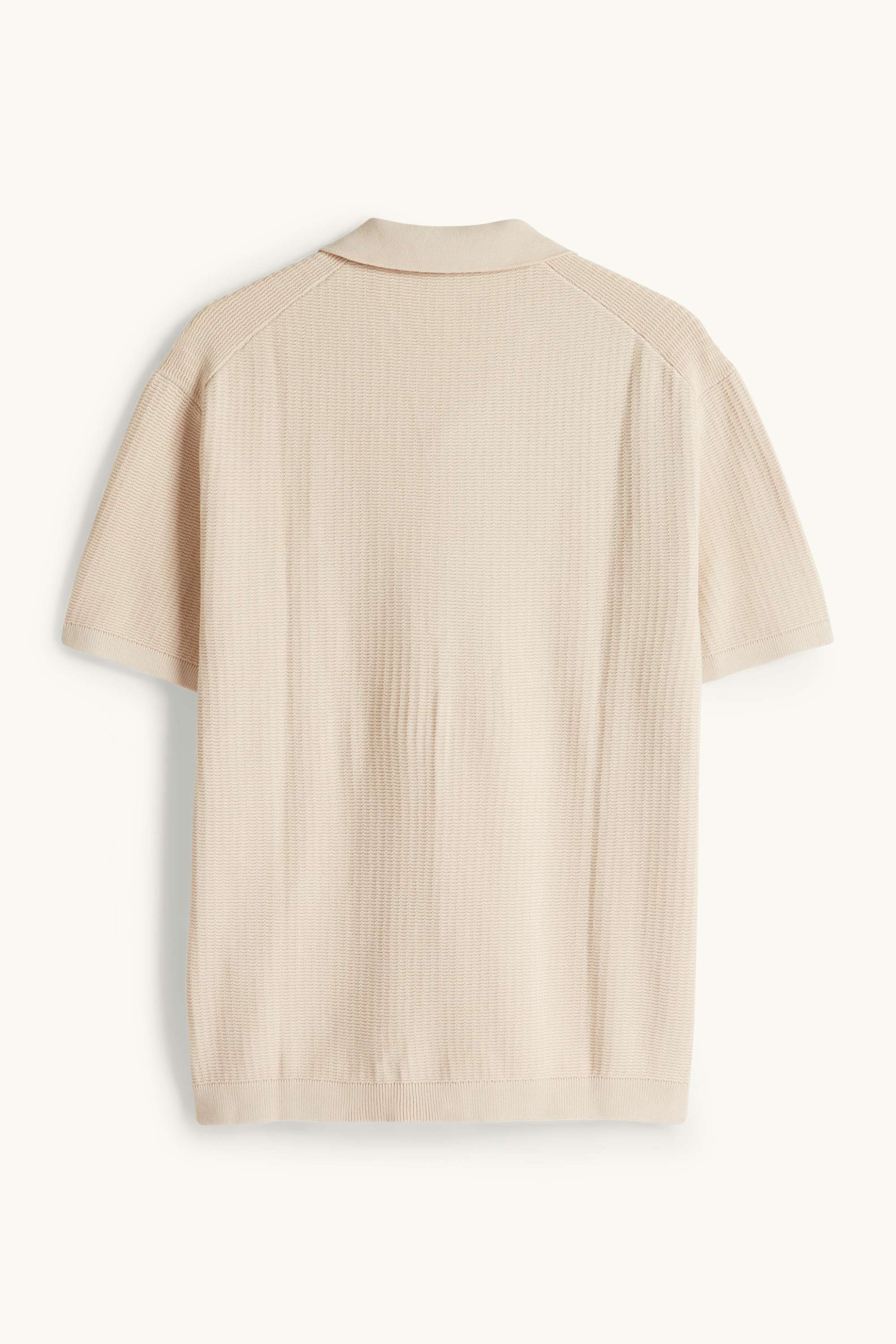 Knitted polo shirt - relaxed fit - textured light beige