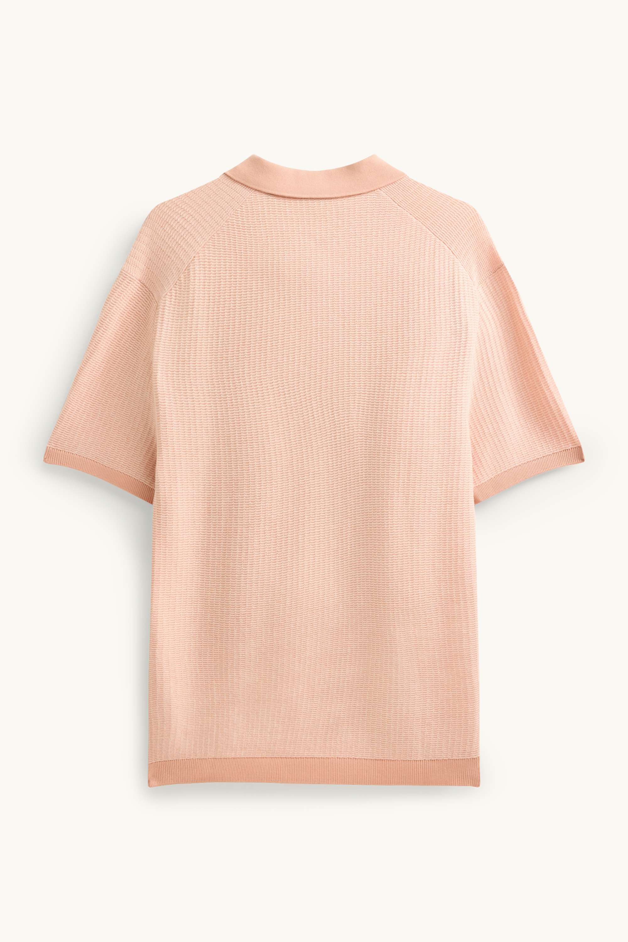 Knitted polo shirt - relaxed fit - textured orange