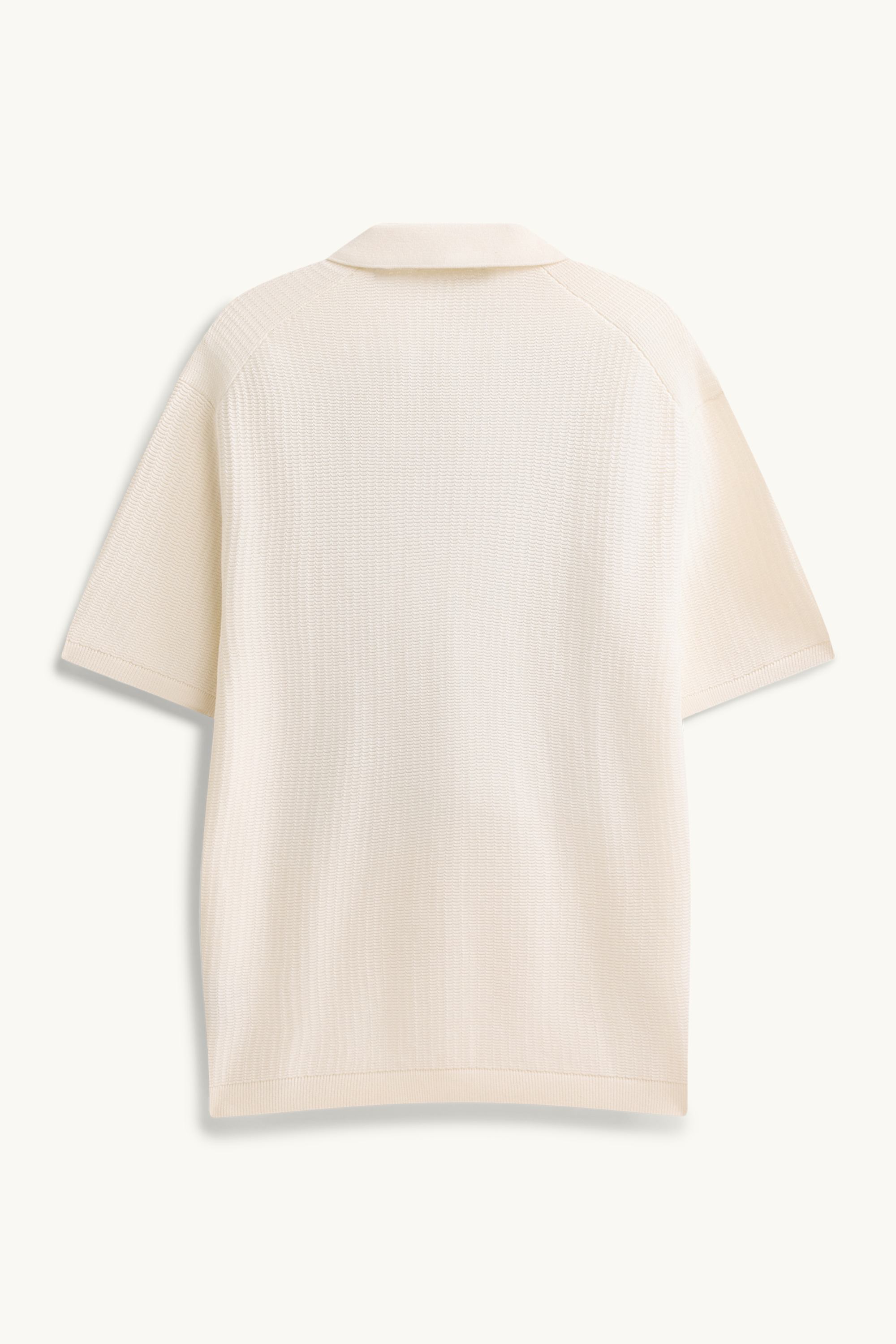 Knitted polo shirt - relaxed fit - textured cremewhite