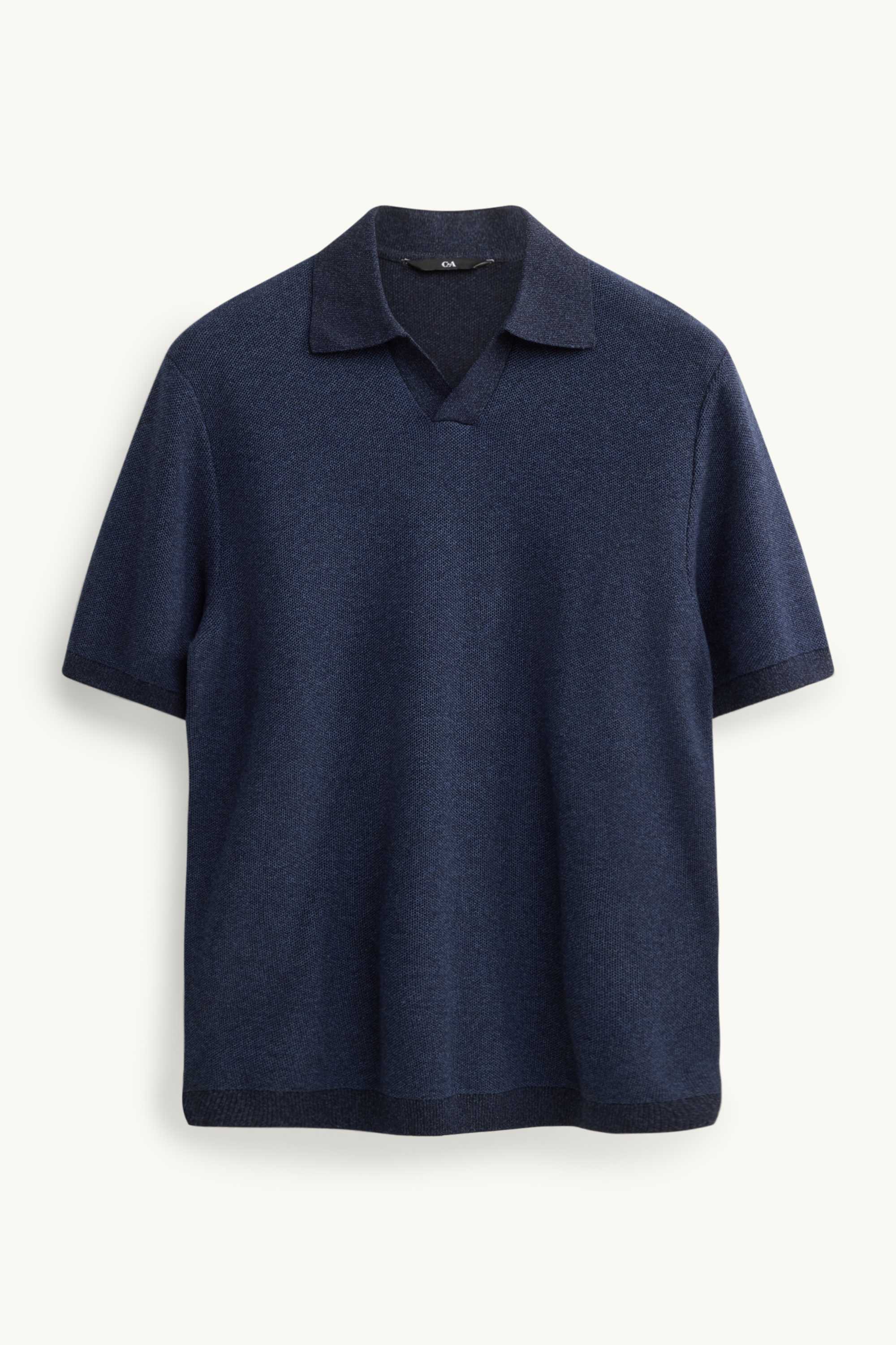 Knitted polo shirt - regular fit - textured dark blue