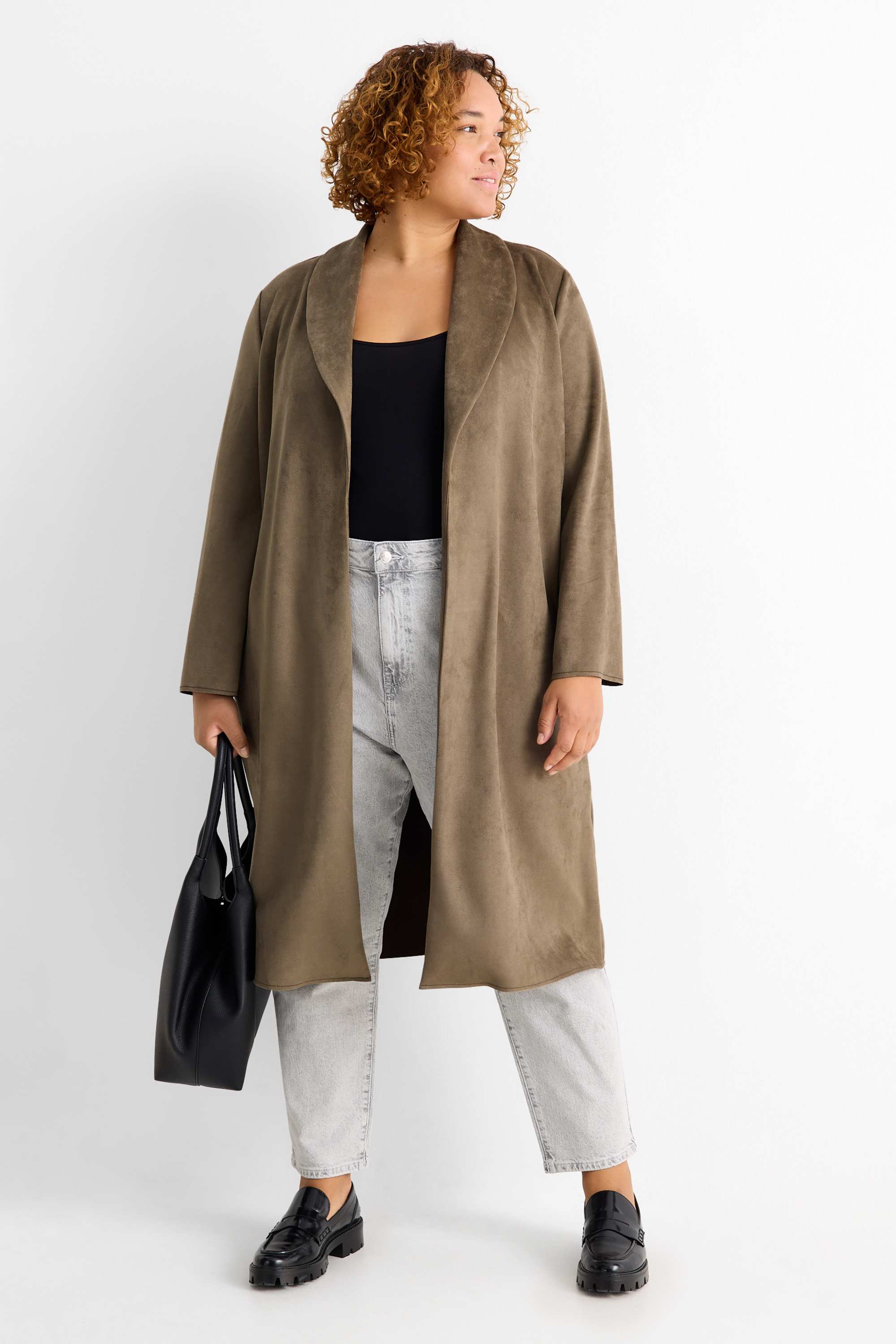 Coat - faux suede brown