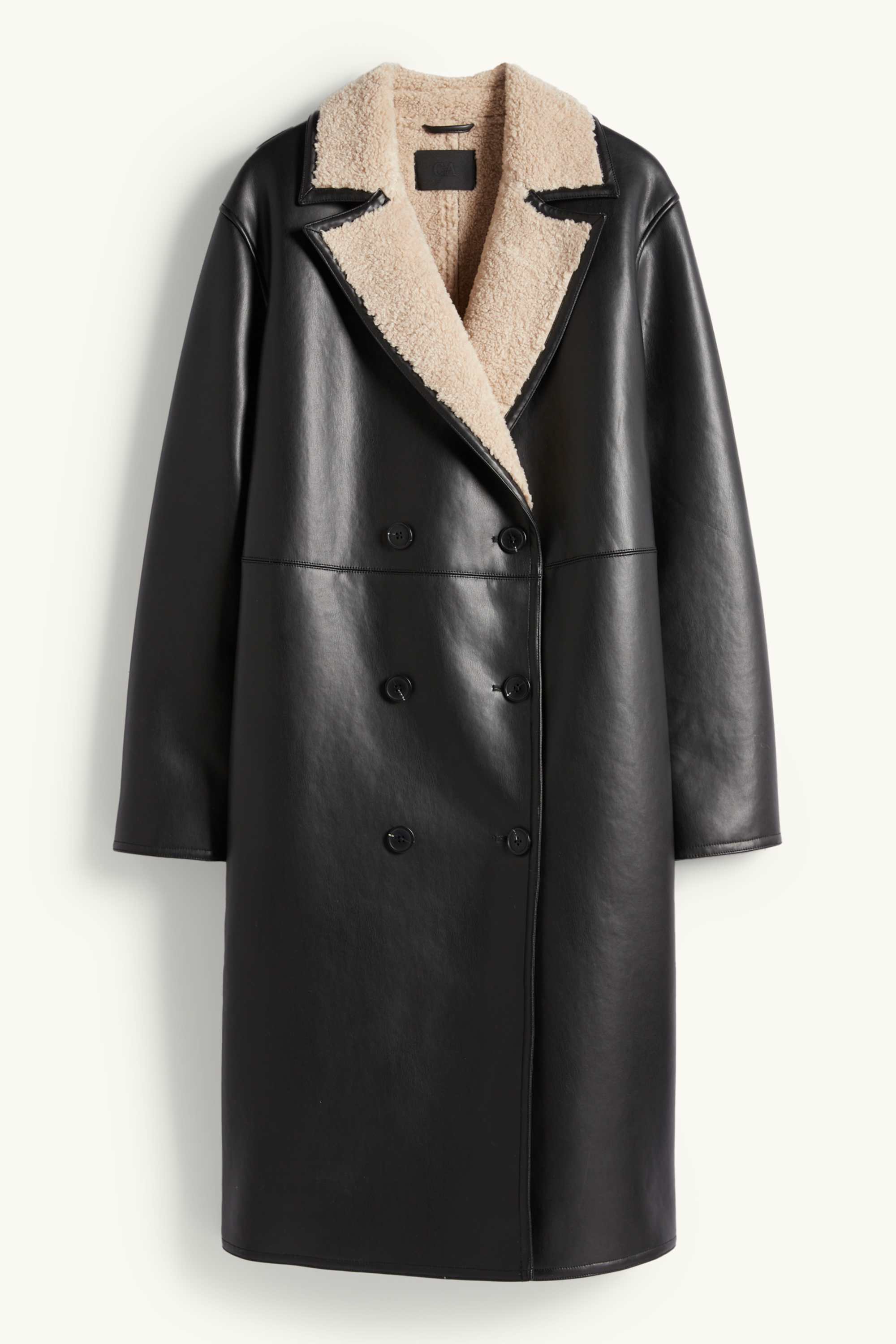 Faux shearling coat - faux leather black