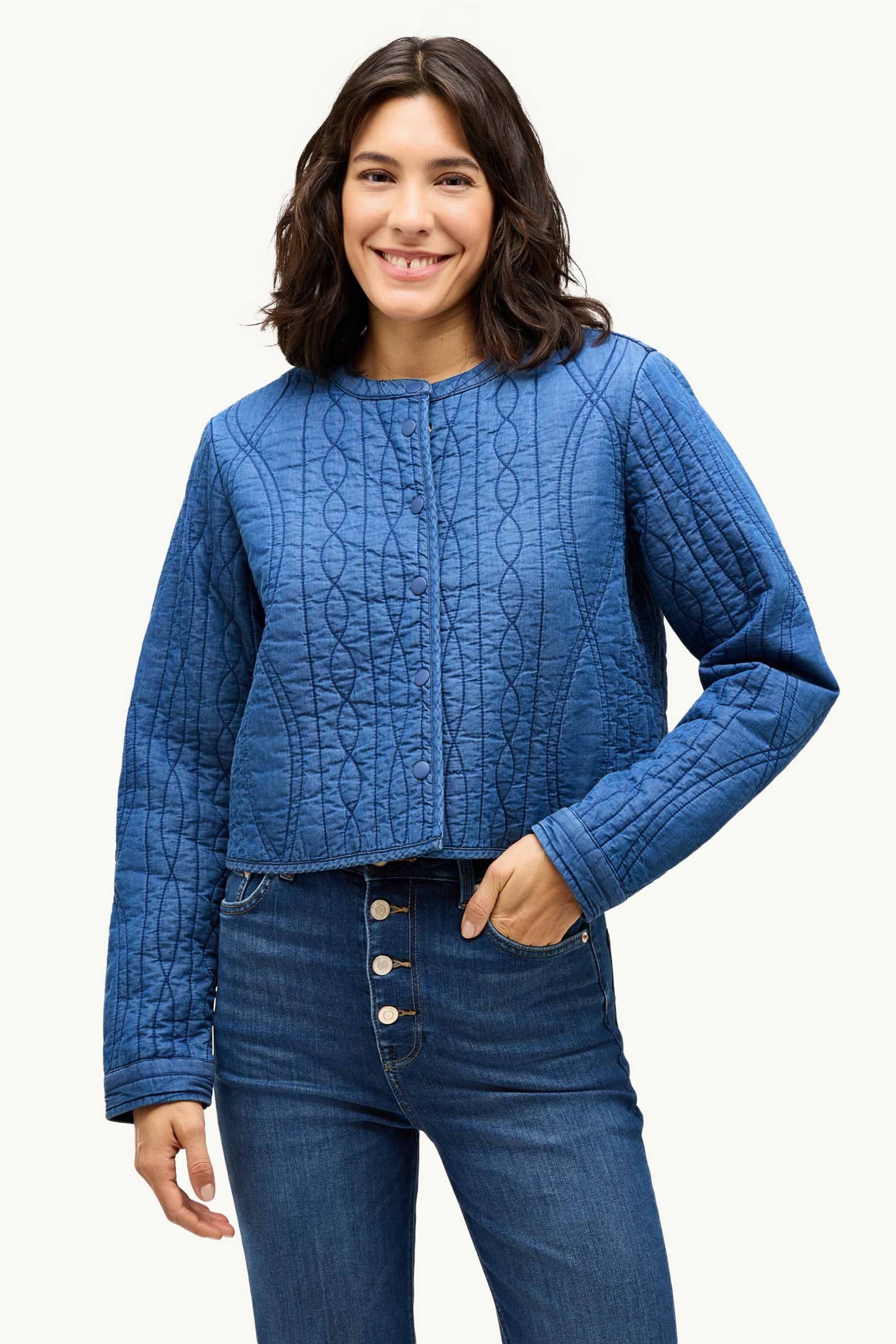 Quilted denim jacket dark blue