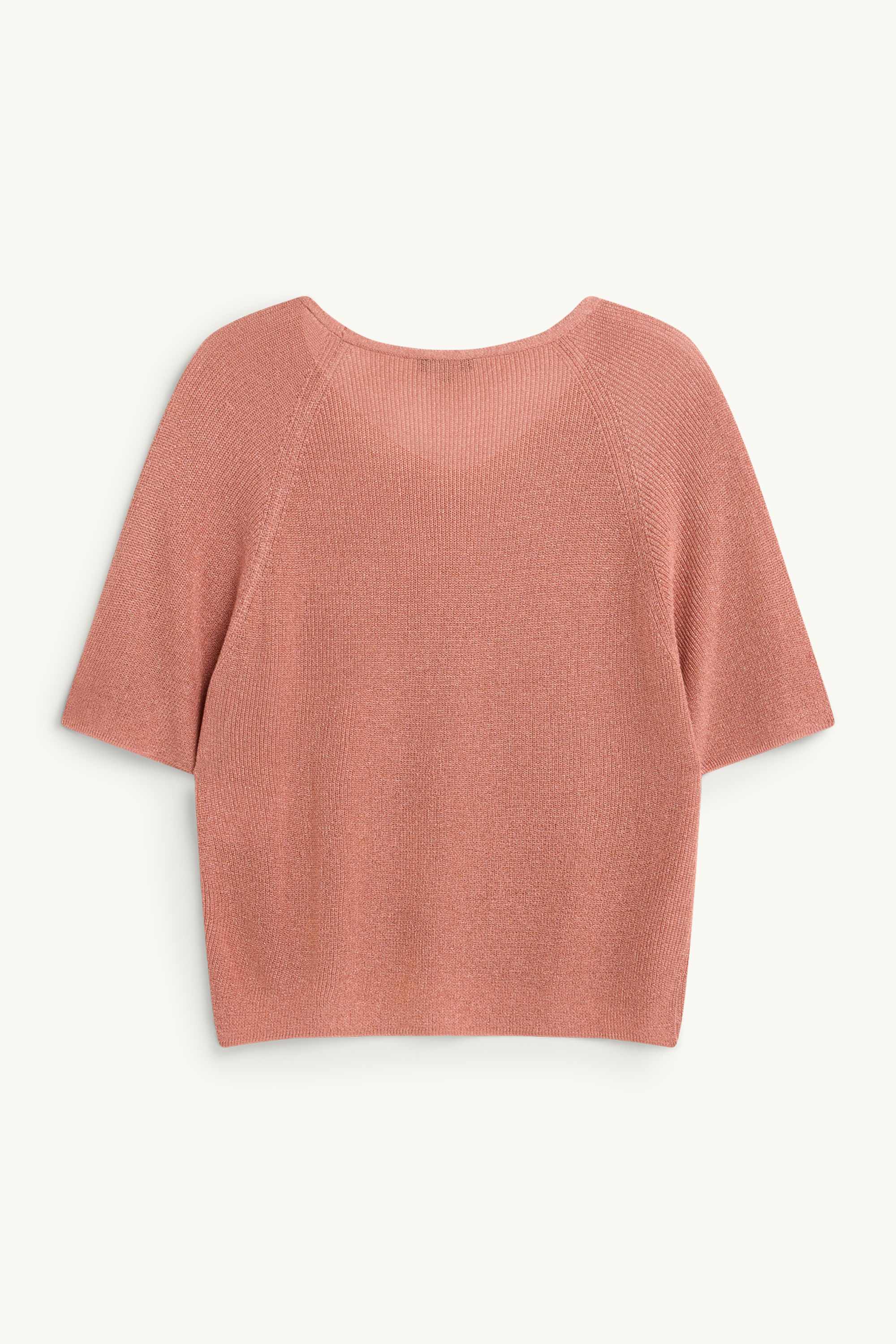Knitted jumper - short sleeve - shiny rose