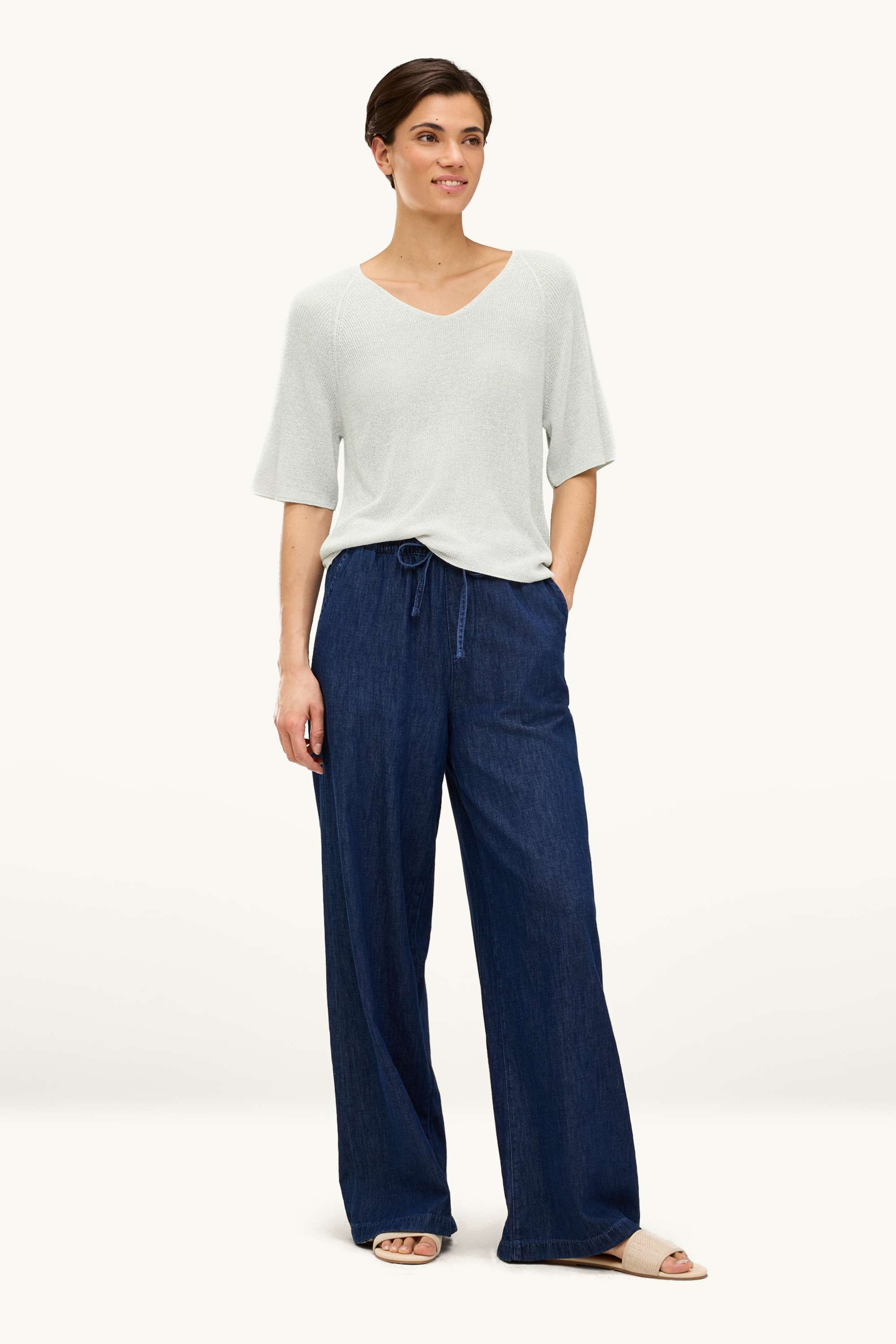 Knitted jumper - short sleeve - shiny white / silver