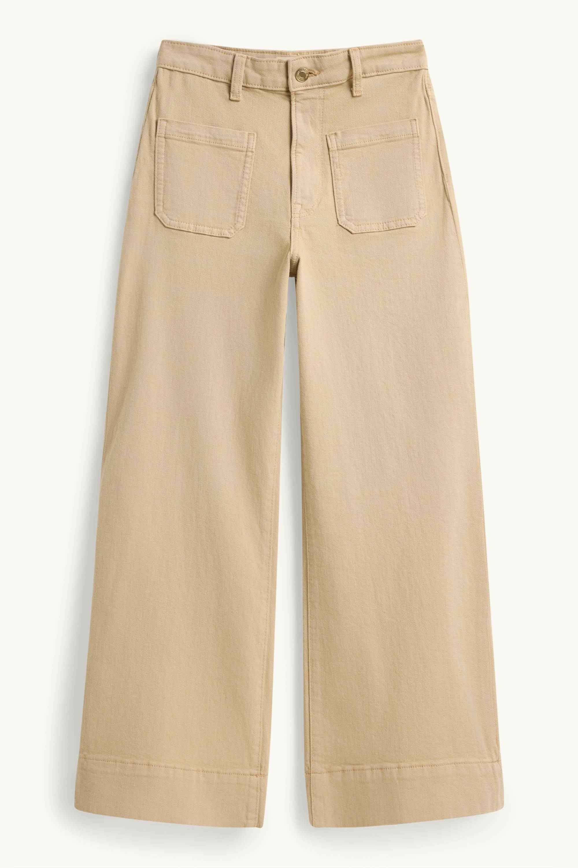 Wide leg jeans - mid-rise waist denim-brown