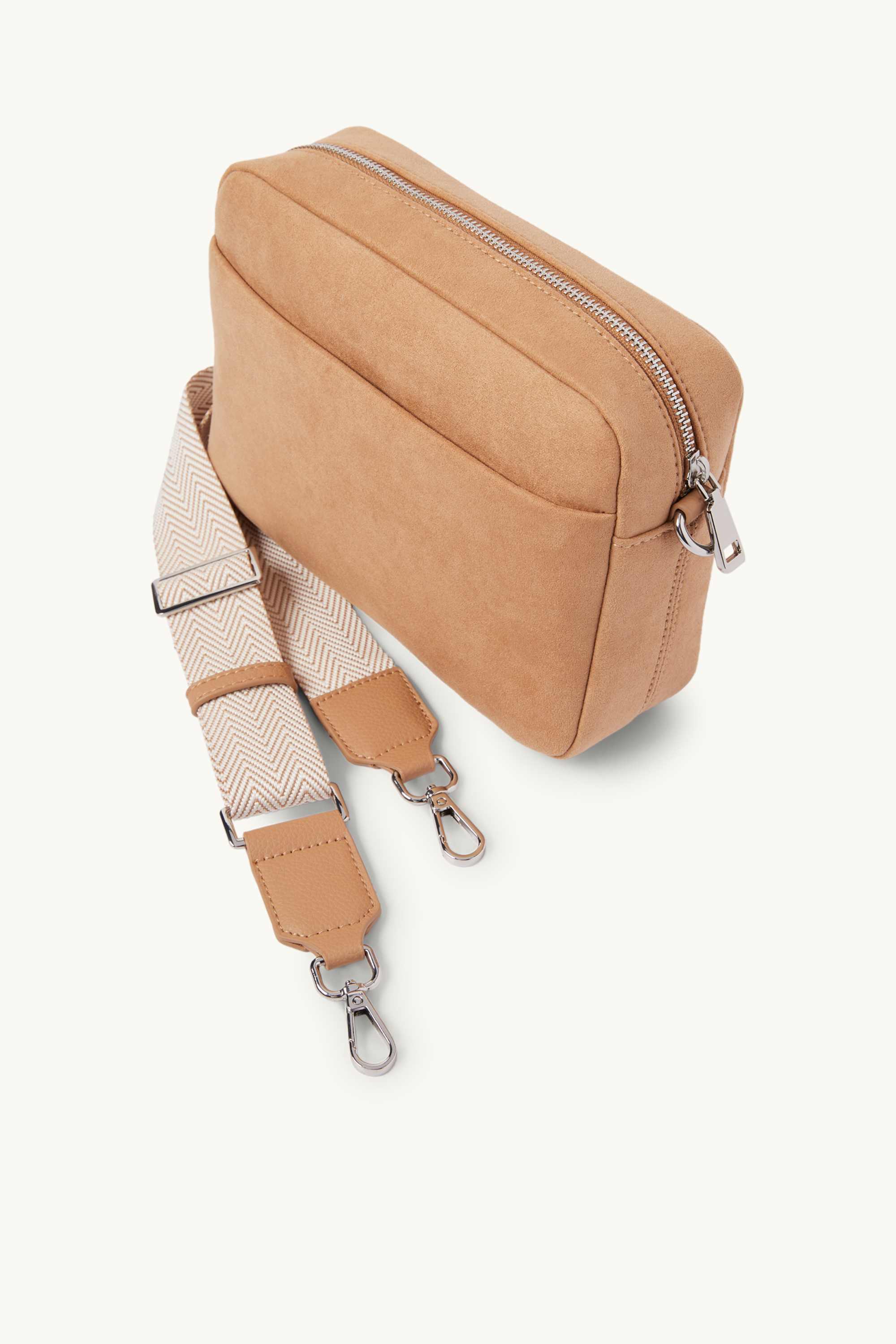 Crossbody bag with detachable bag strap light brown
