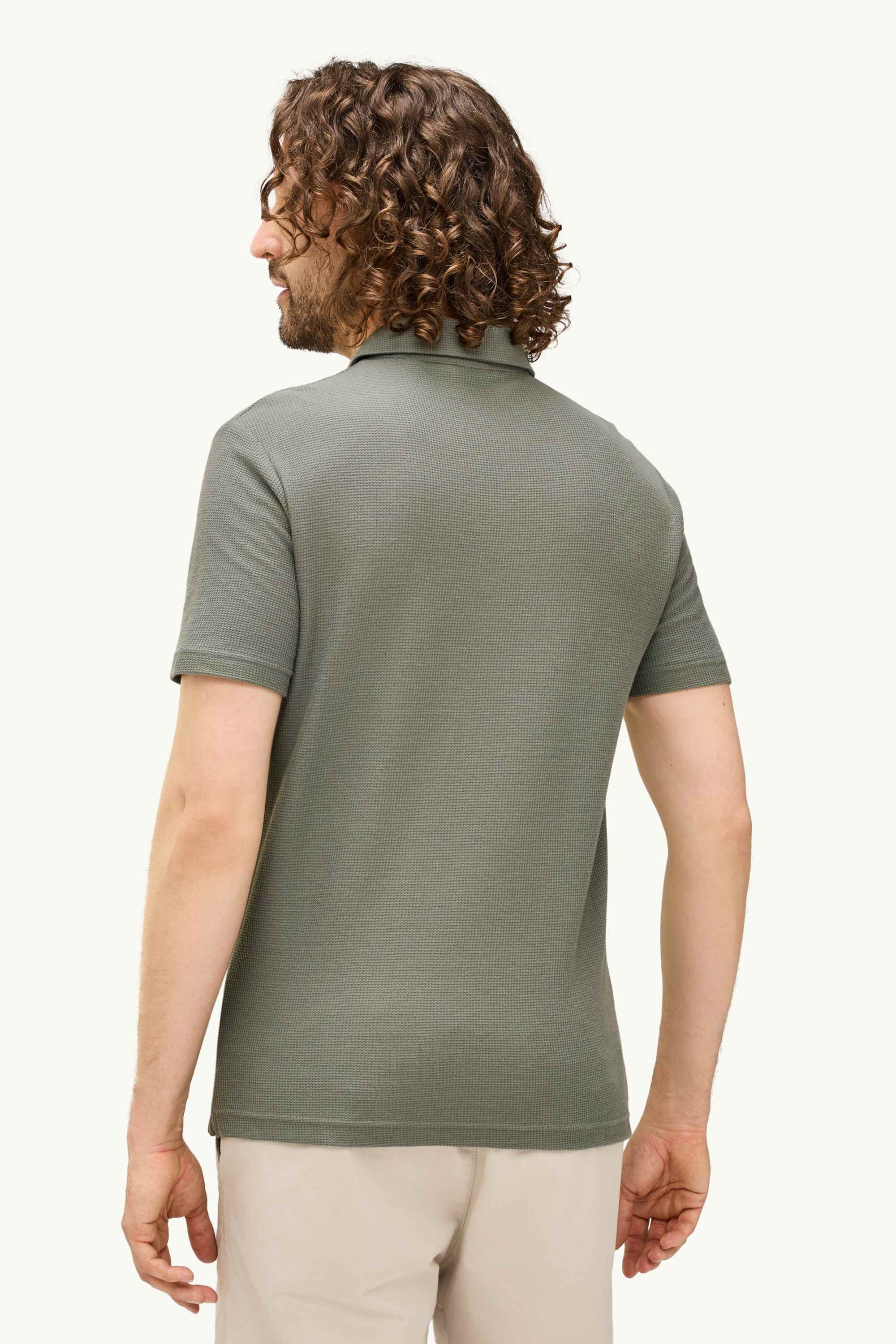 Polo shirt - regular fit - textured green / gray