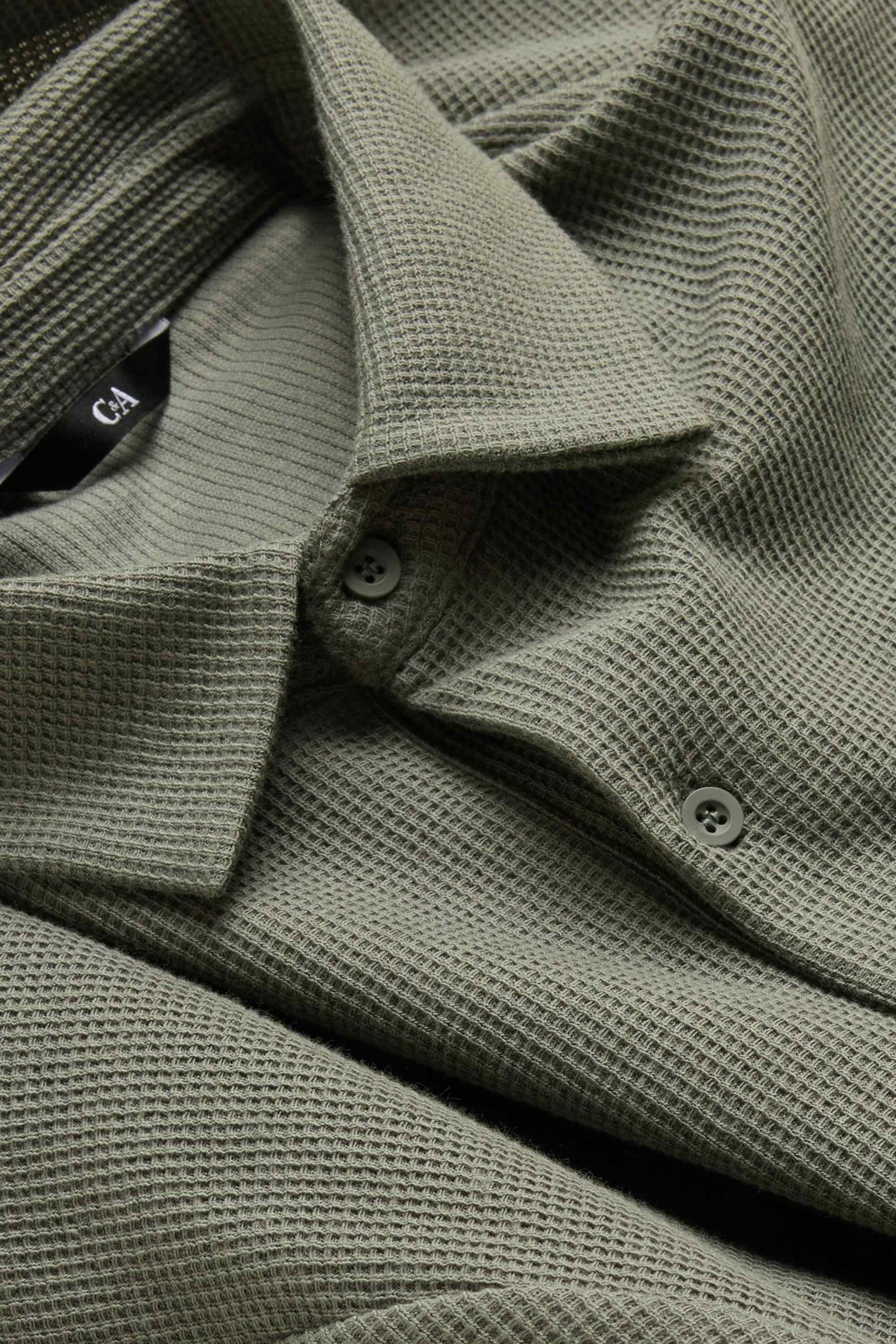 Polo shirt - regular fit - textured green / gray