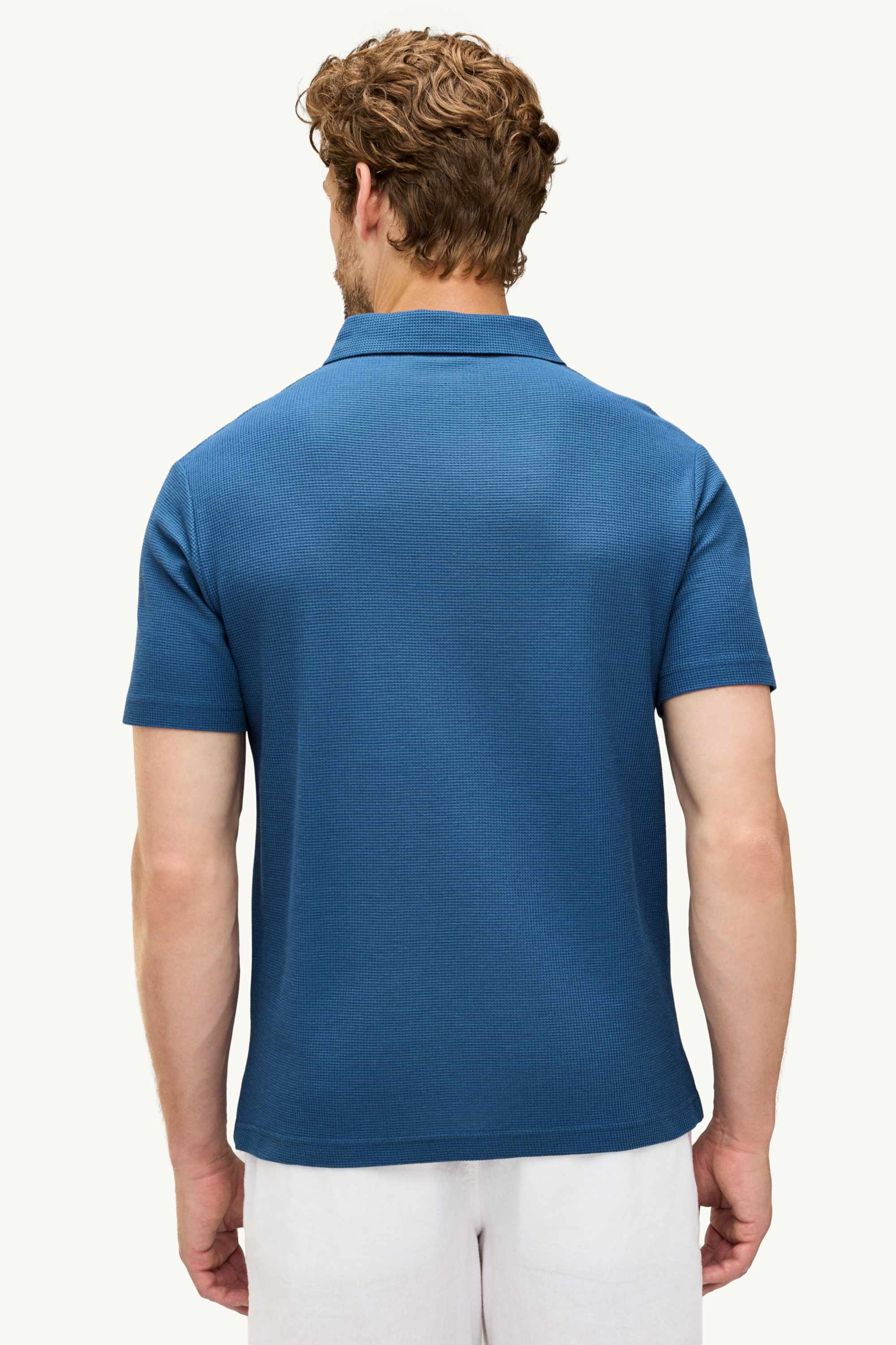 Polo shirt - regular fit - textured blue
