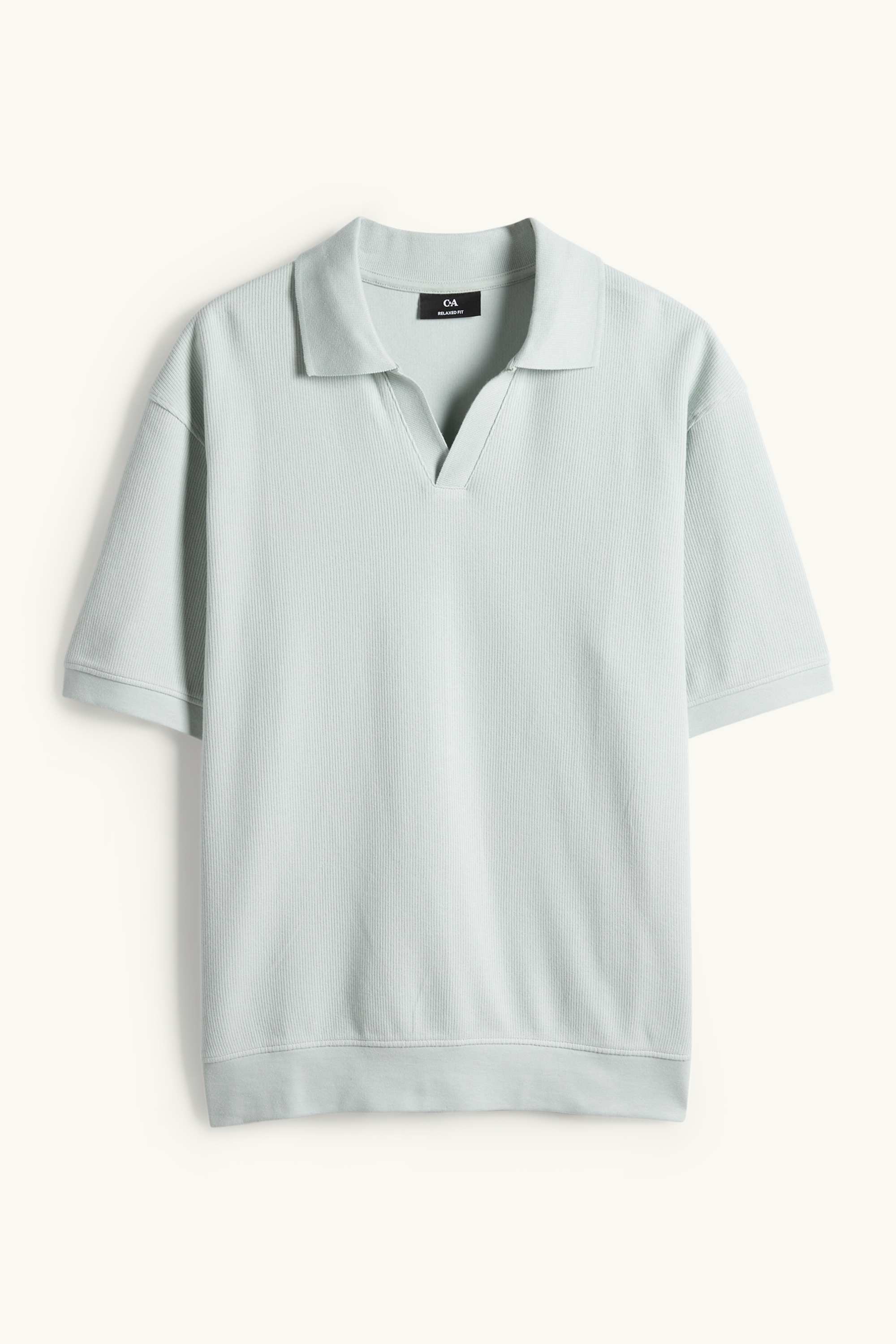 Knitted polo shirt - relaxed fit - ribbed mint green