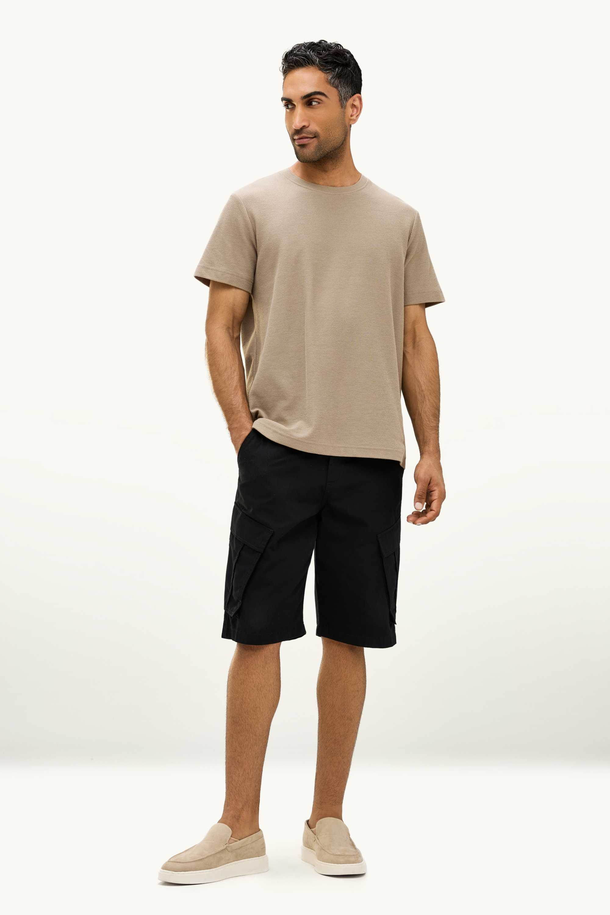 T-shirt - regular fit - textured light brown