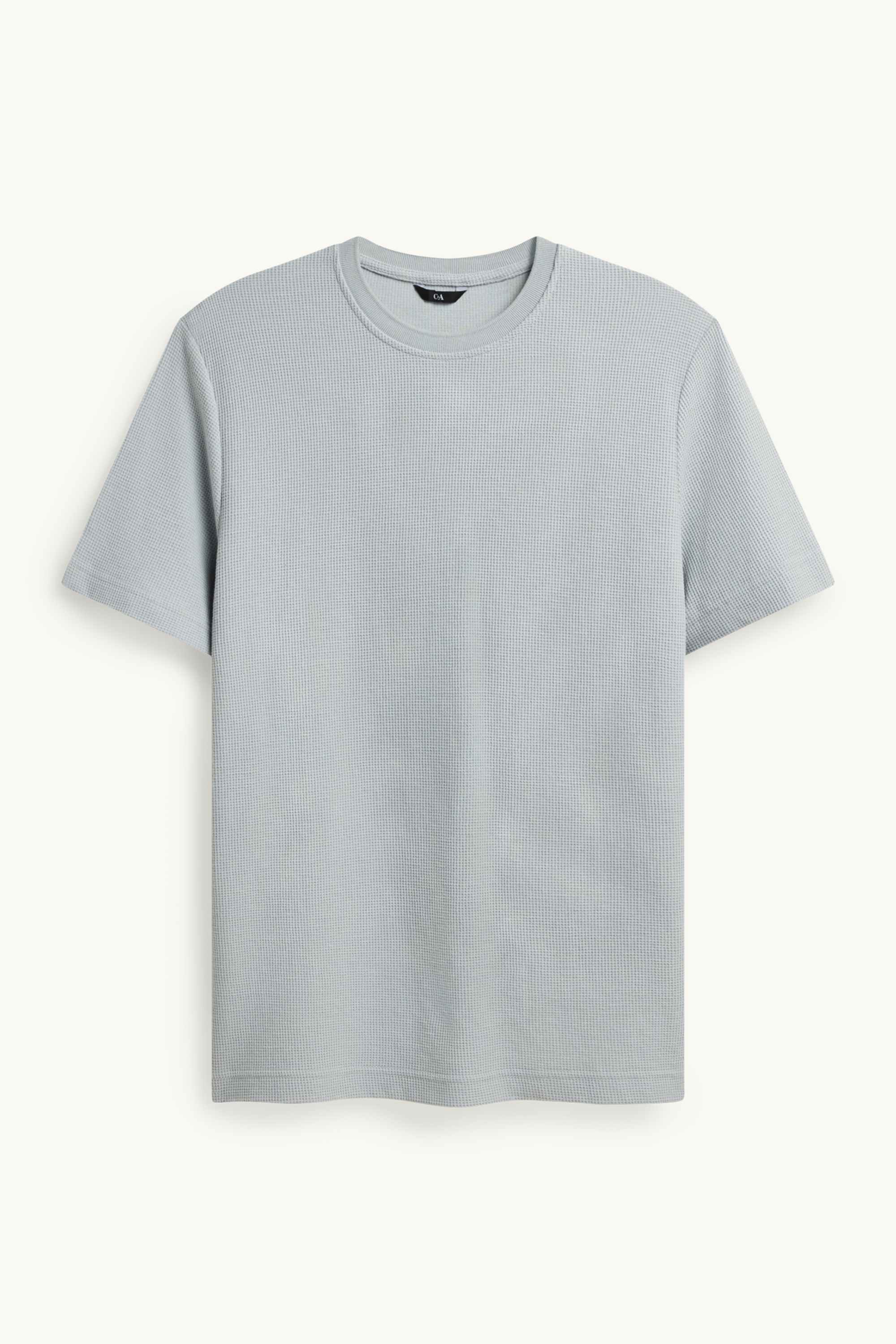 T-shirt - regular fit - textured light gray / dark blue