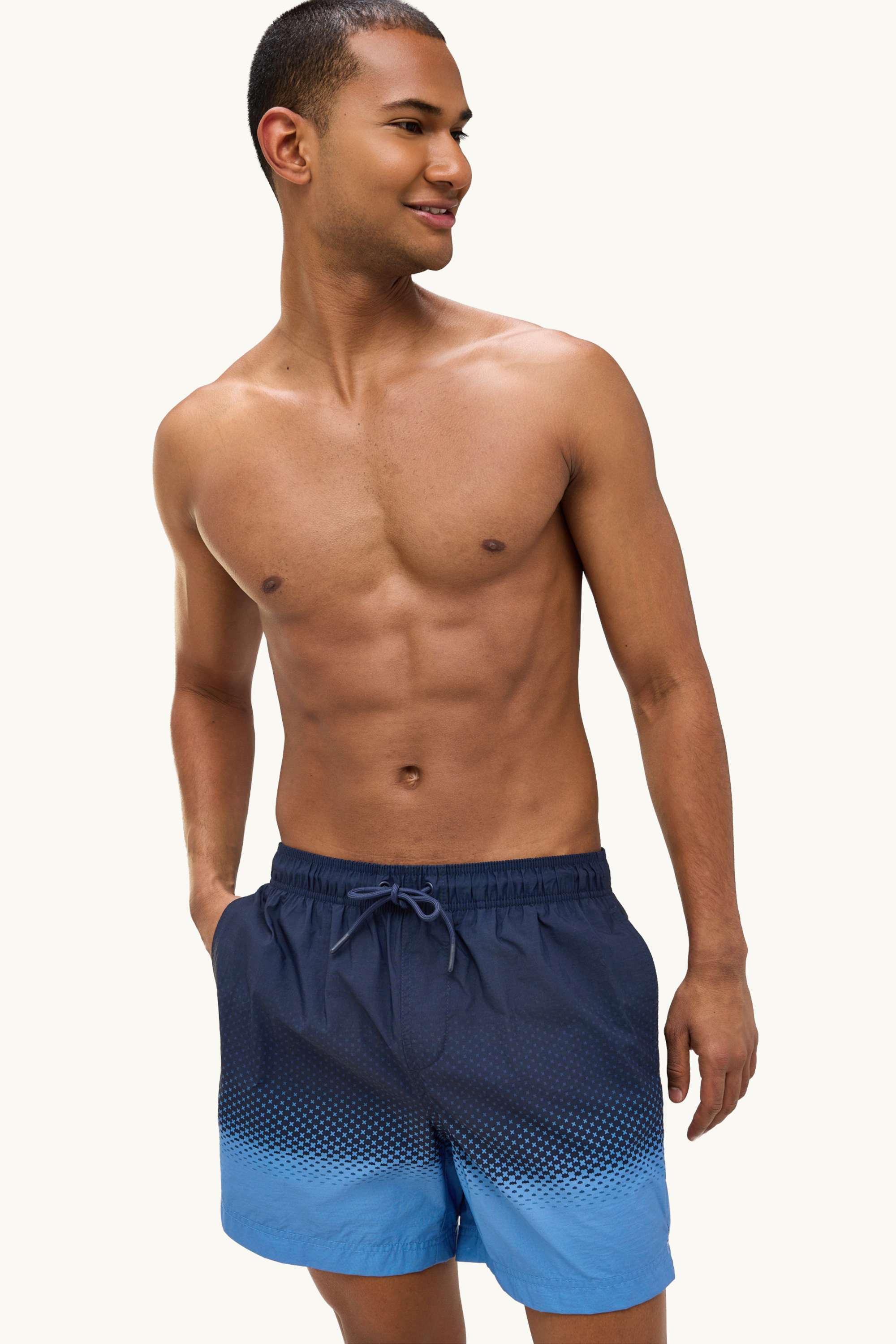 Swim shorts - patterned dark blue