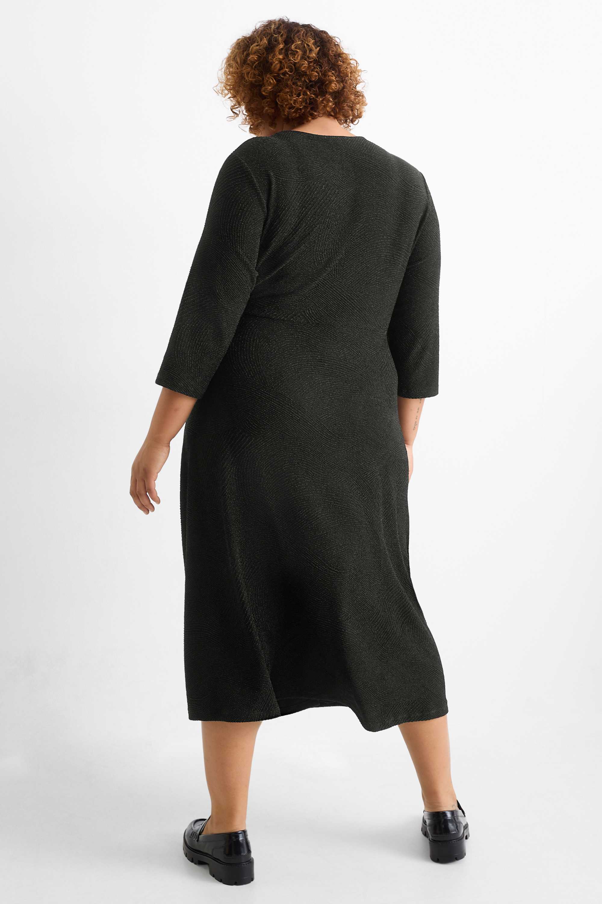Wrap dress - straight fit - textured black