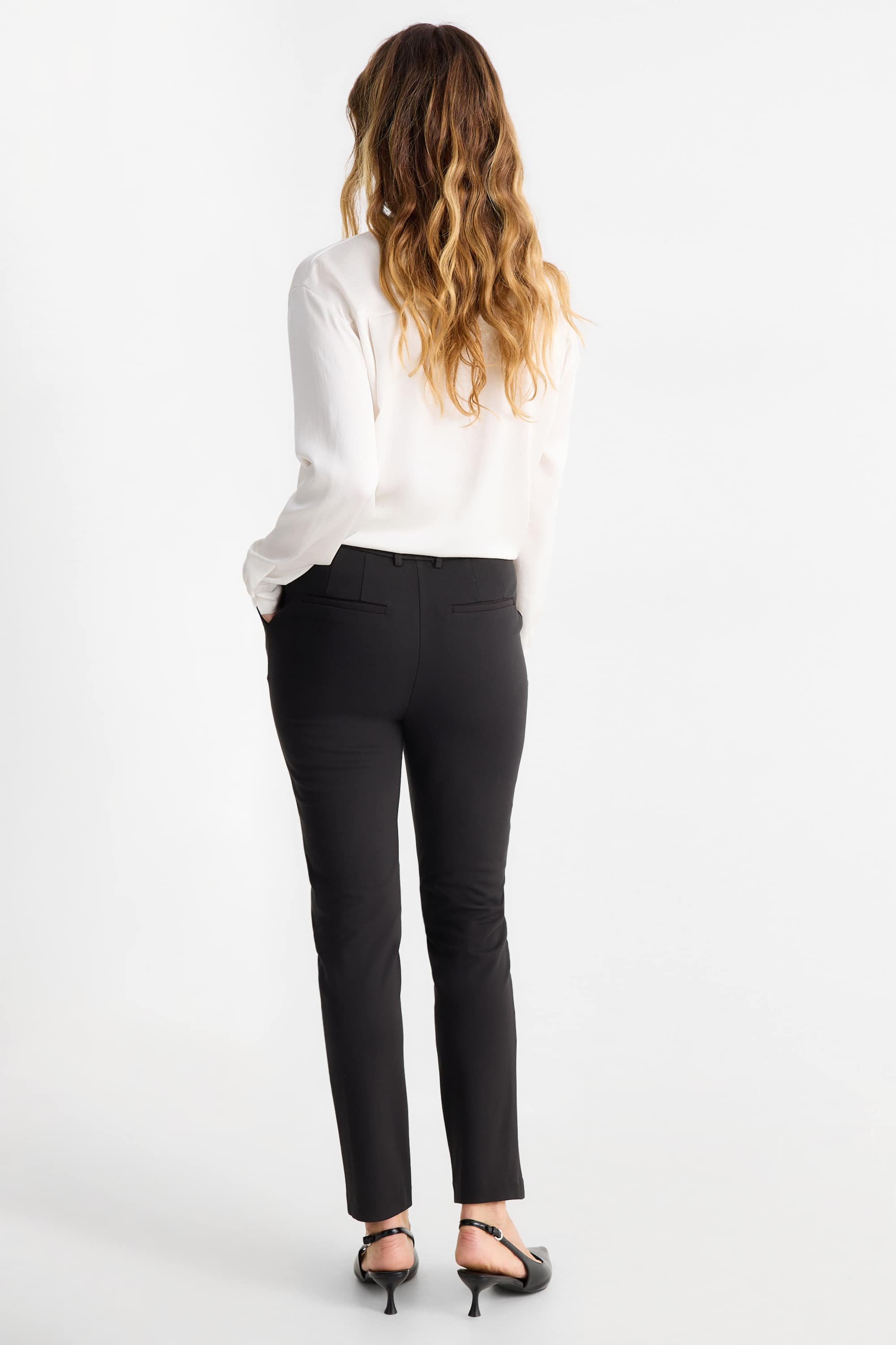 Jersey trousers - high waist - tapered fit black