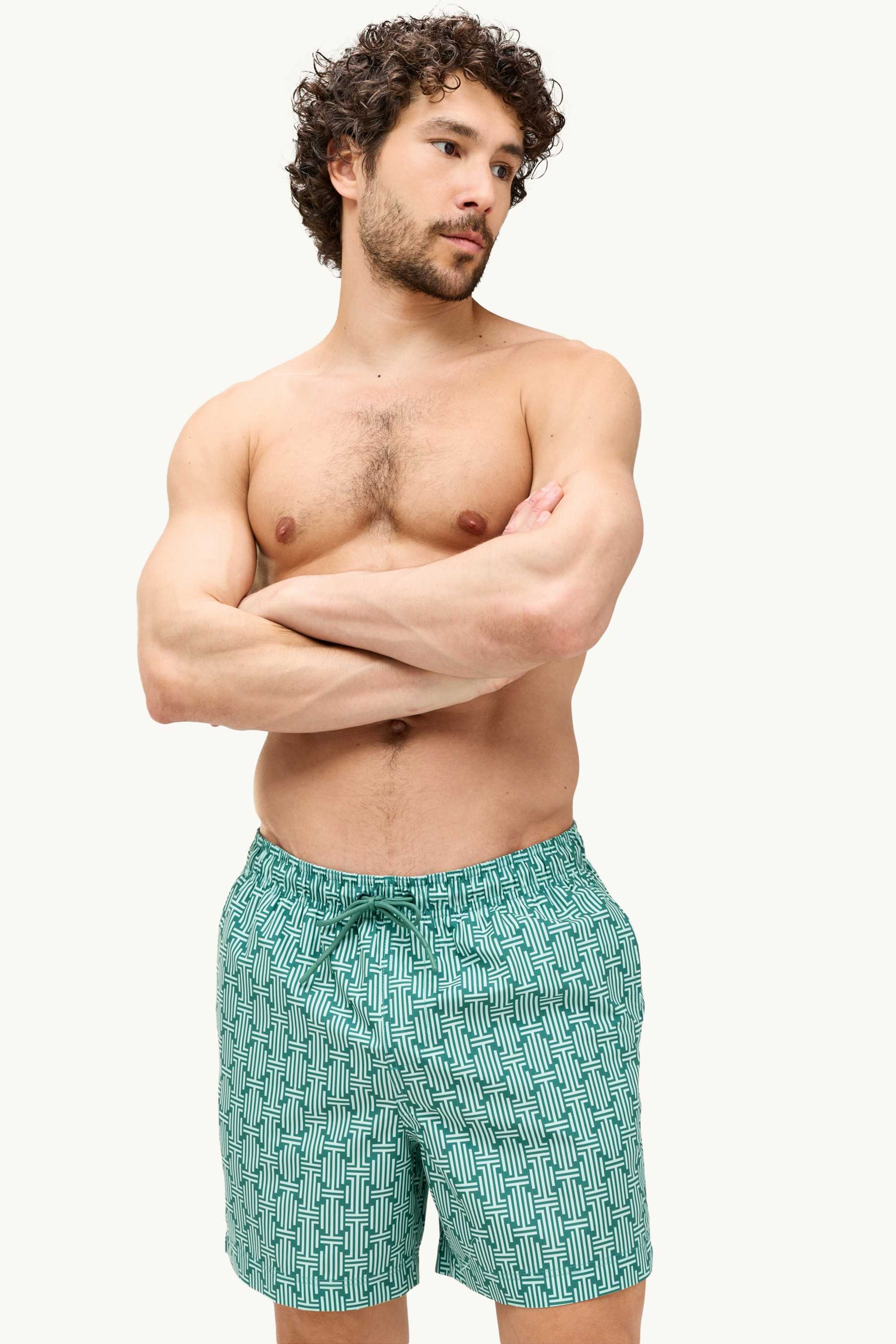 Swim shorts - patterned green