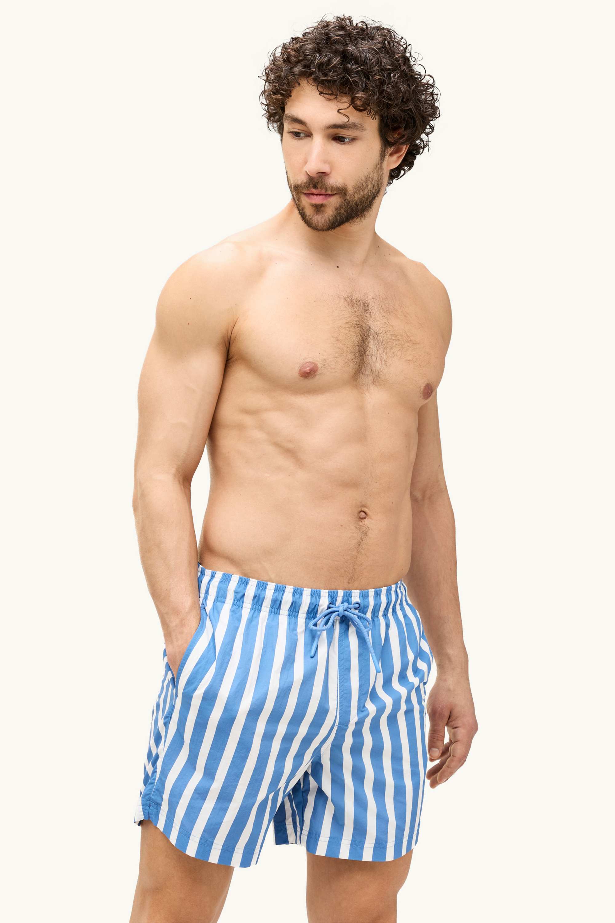 Swim shorts - striped blue / white
