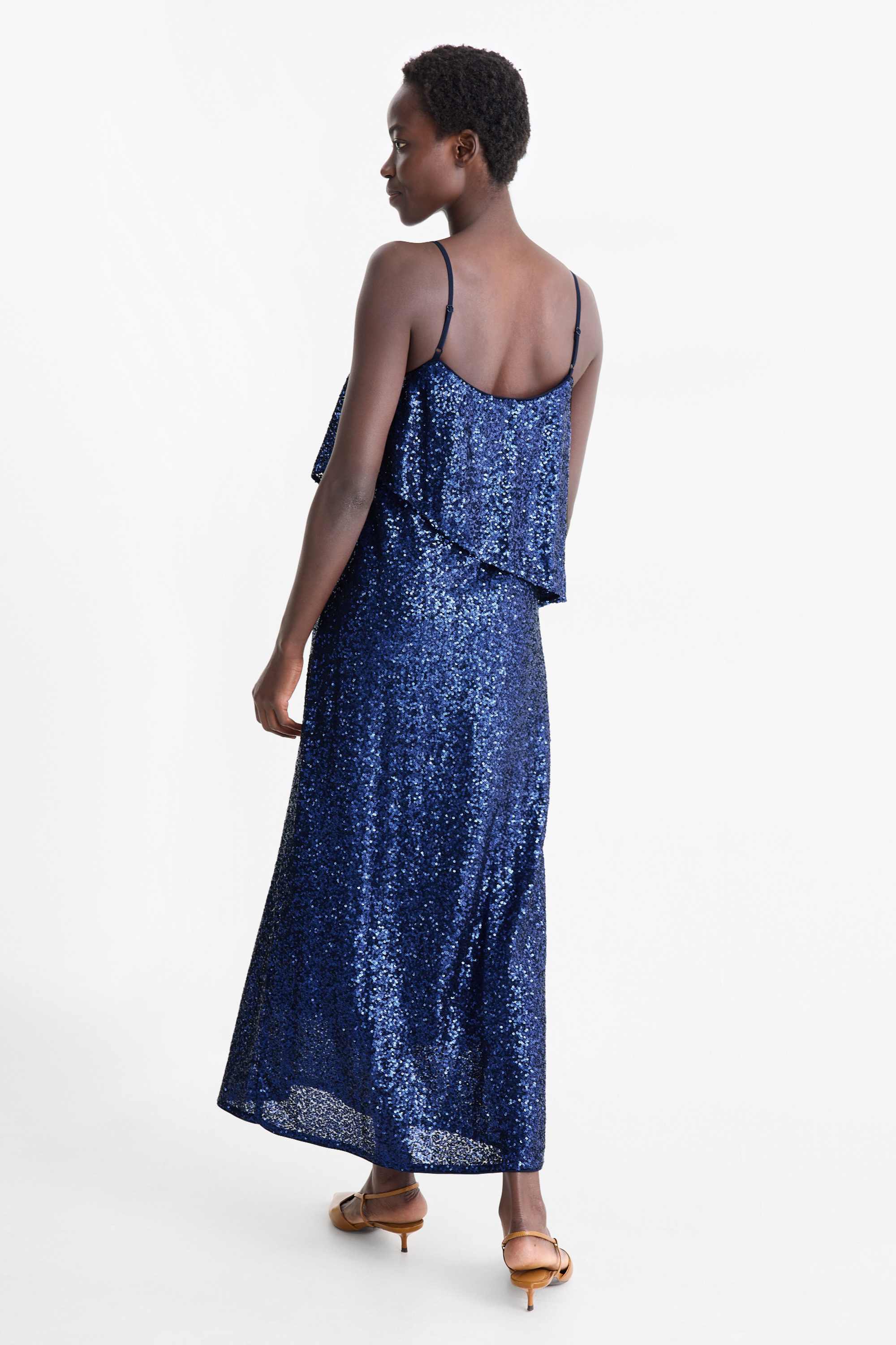 Sequin dress - straight fit dark blue