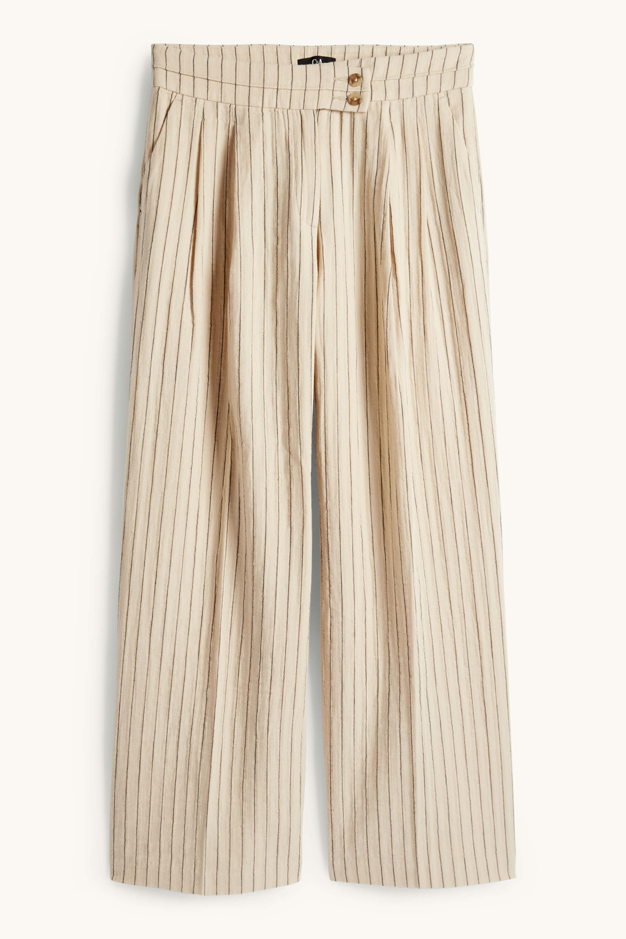 Cloth trousers - mid-rise waist - wide leg - pinstripes black / beige