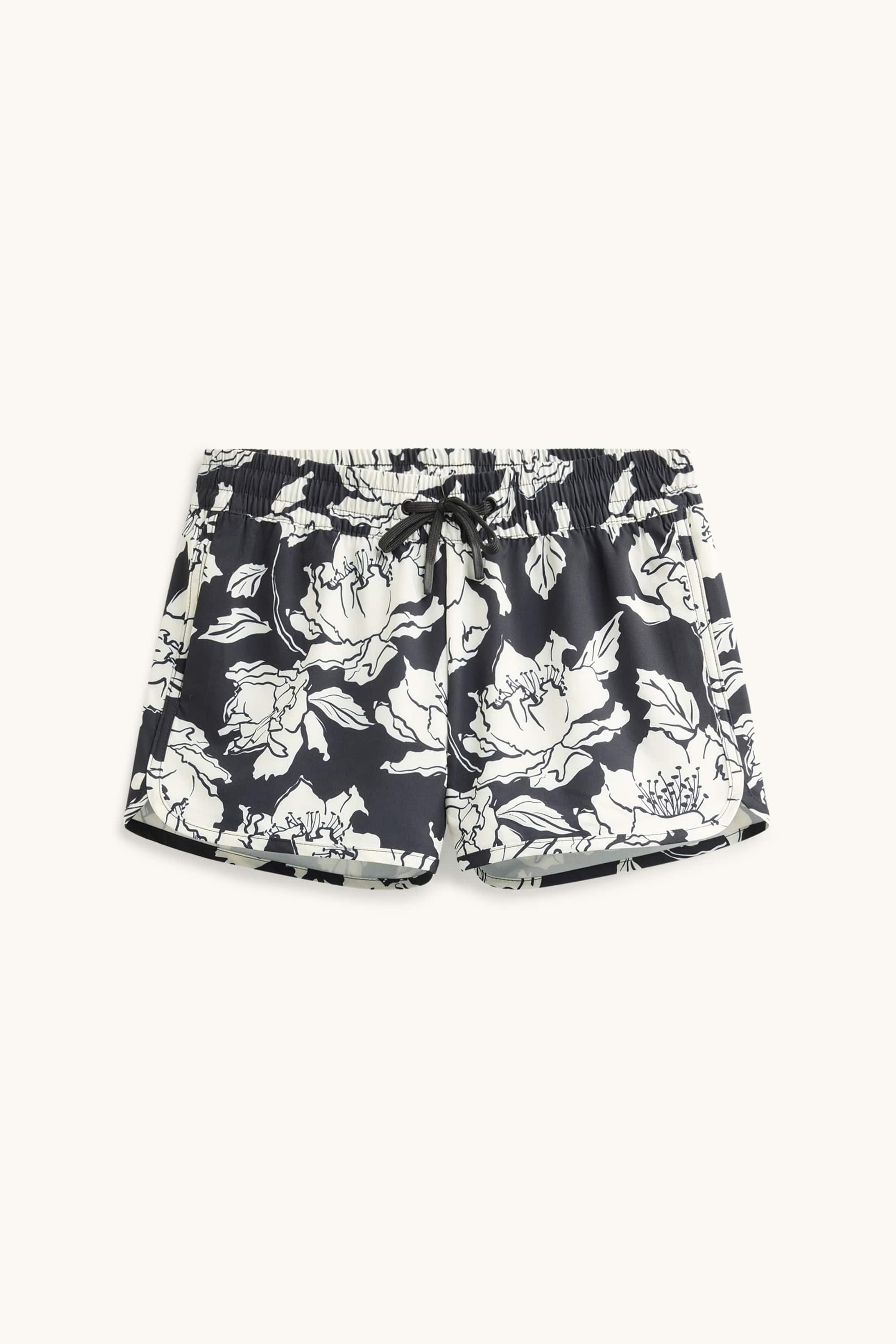 Bikini shorts - LYCRA® - floral black / white