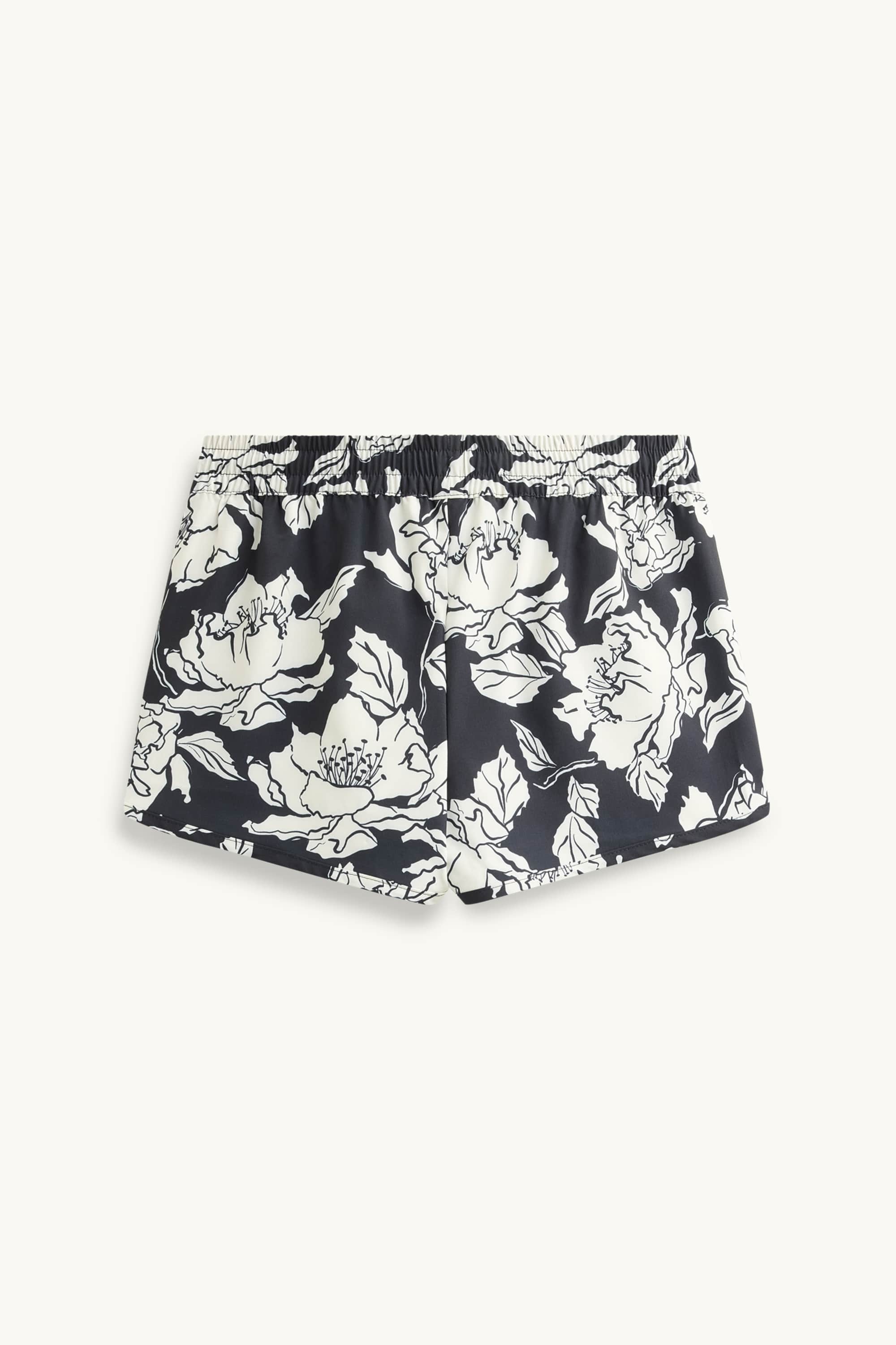 Bikini shorts - LYCRA® - floral black / white