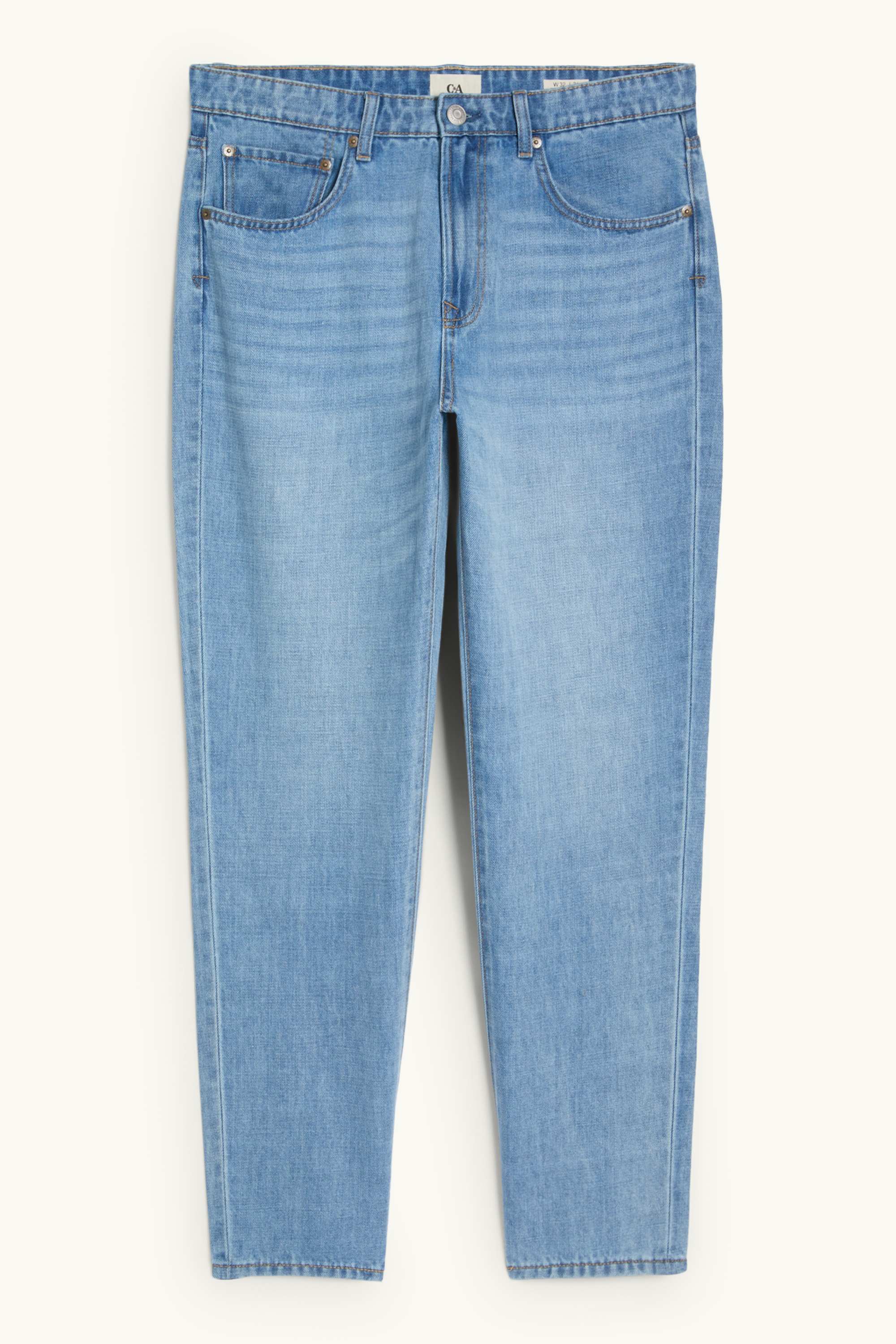 Relaxed tapered jeans with linen content blue (2)