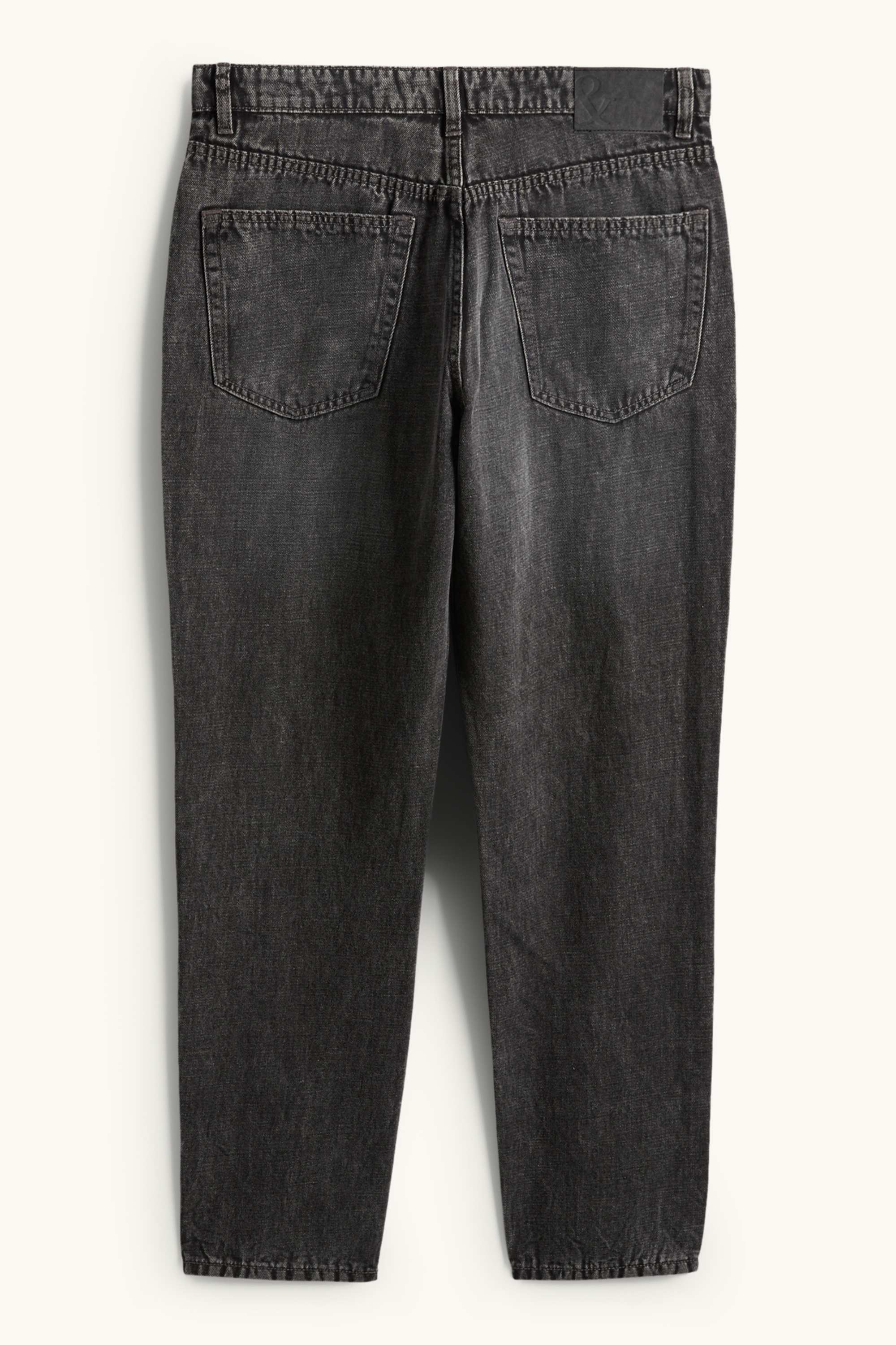 Relaxed tapered jeans with linen content black