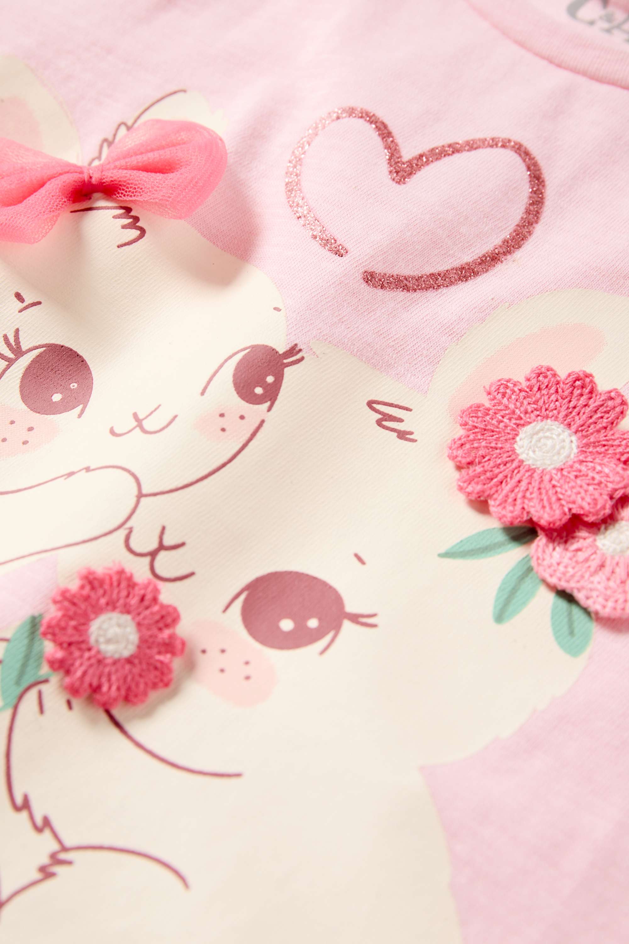 Bunny rabbit - short sleeve T-shirt - shiny rose