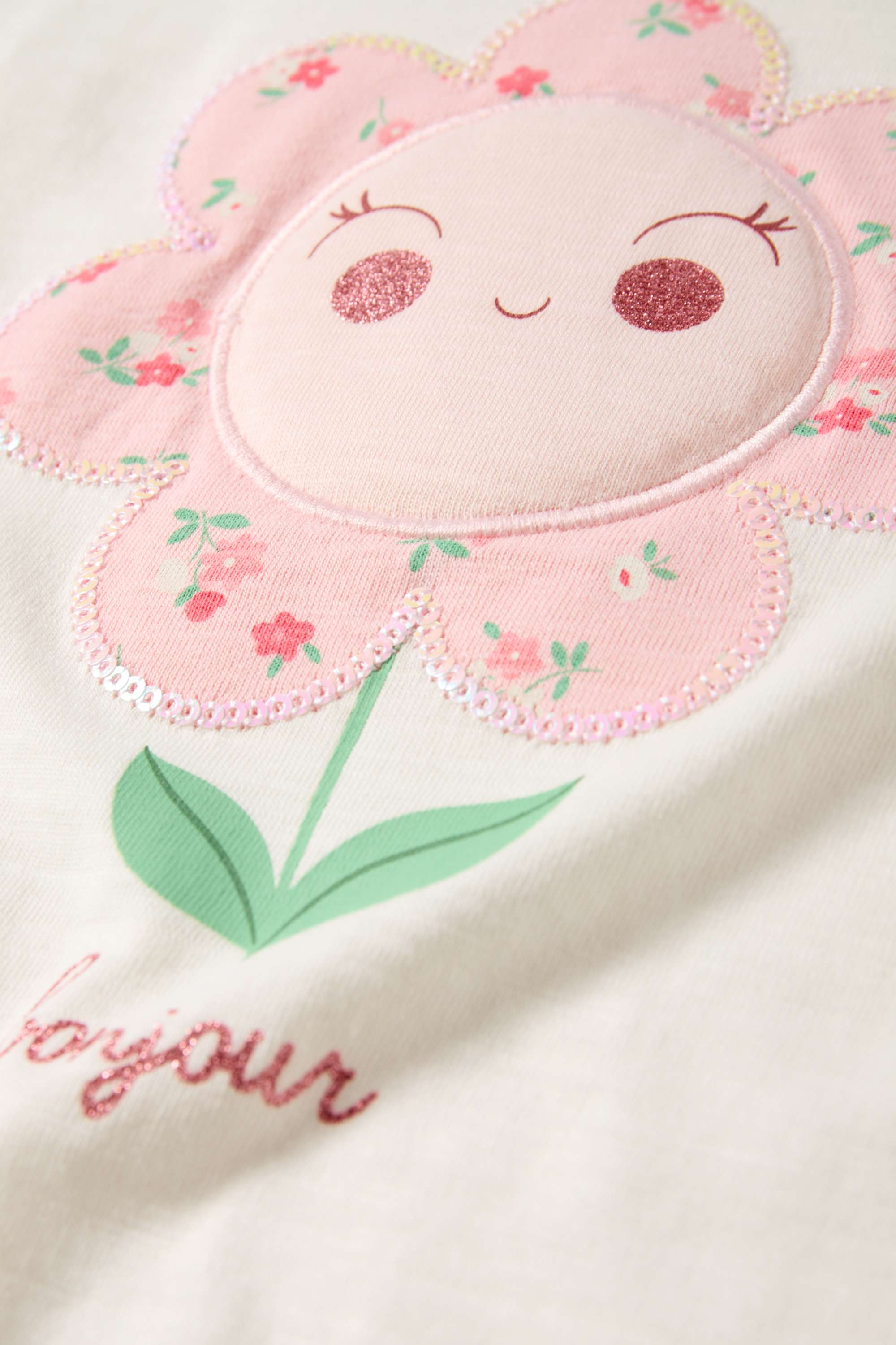 Floral - short sleeve T-shirt - shiny cremewhite