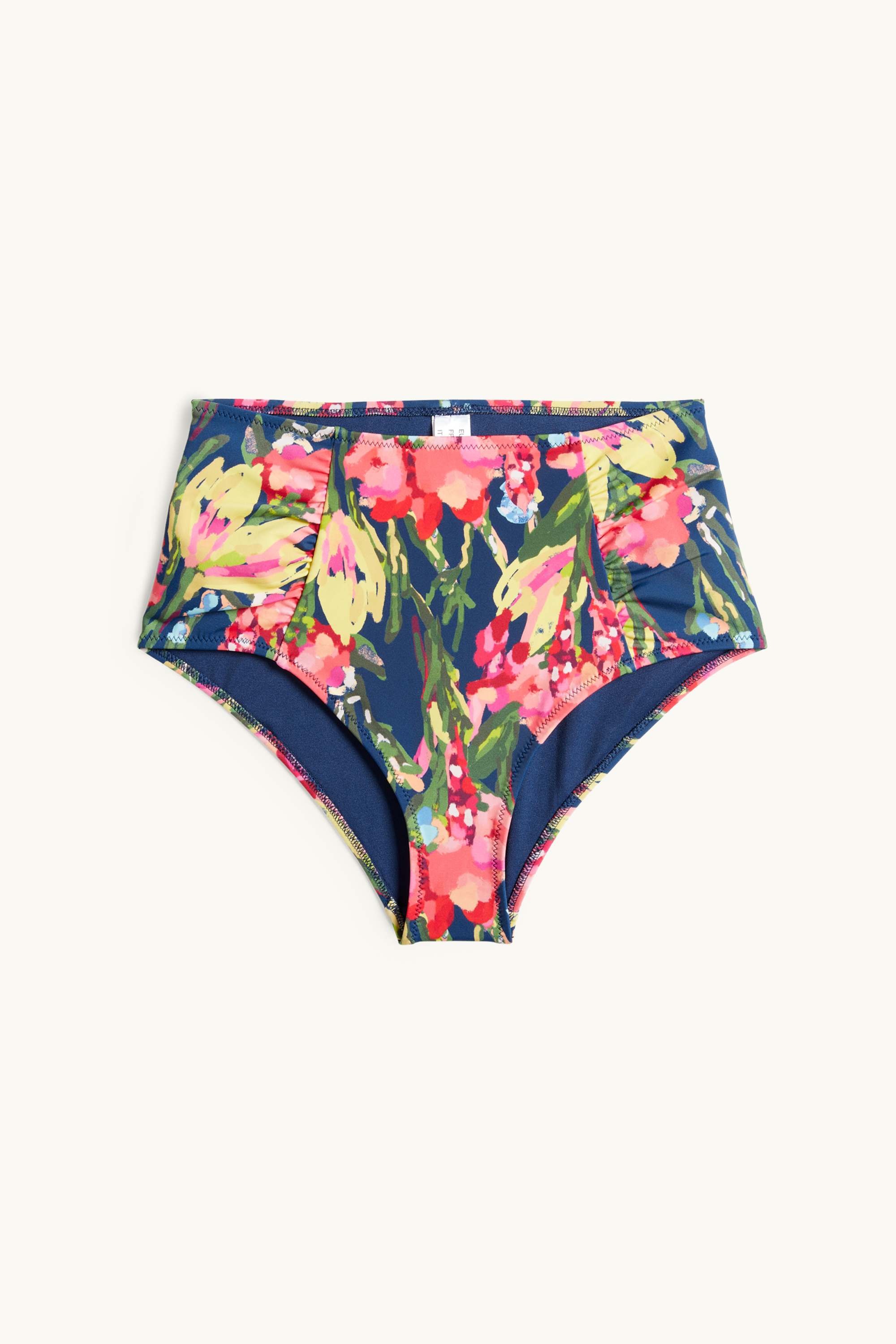 Bikini bottoms - high waist - LYCRA® XTRA LIFE™ - floral dark blue