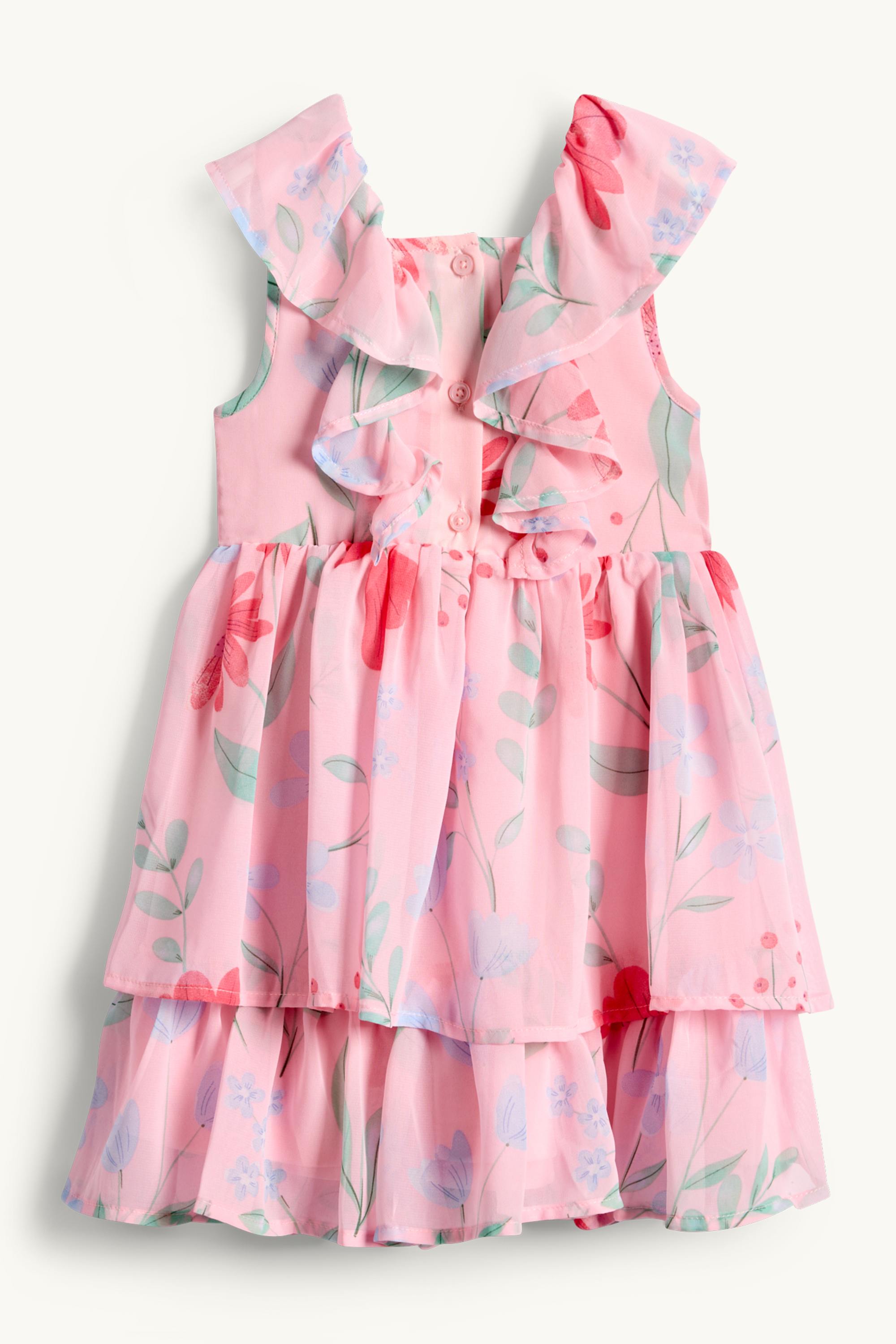 Floral - chiffon dress rose / red