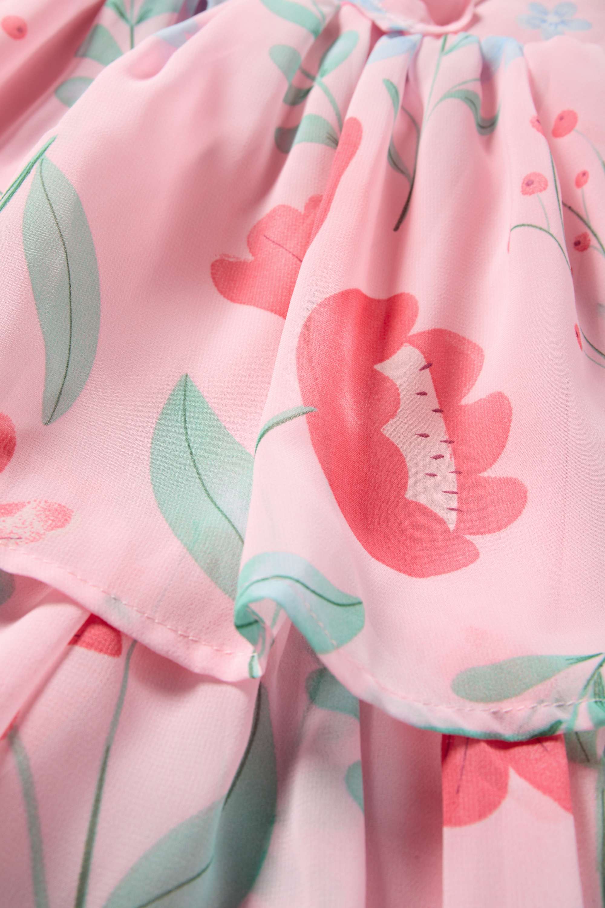 Floral - chiffon dress rose / red