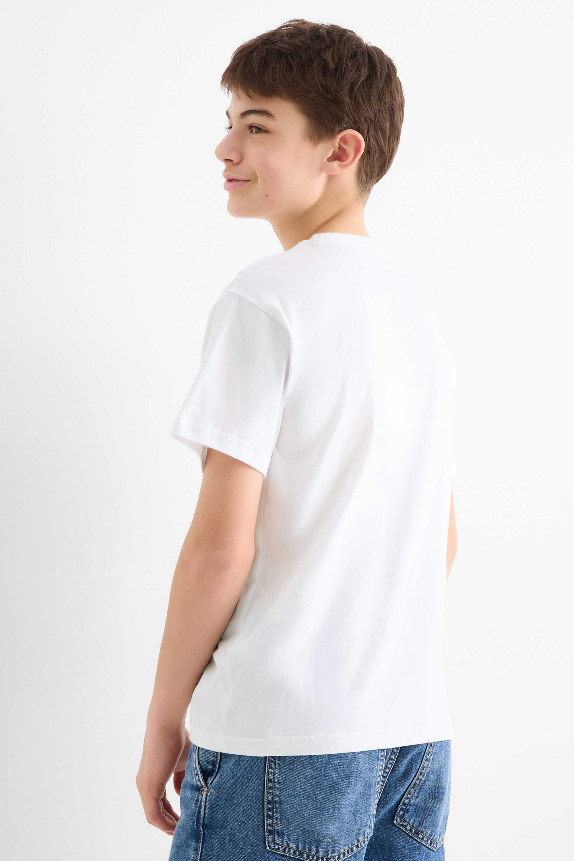 Minecraft - short sleeve T-shirt with appliquéd bag white / black