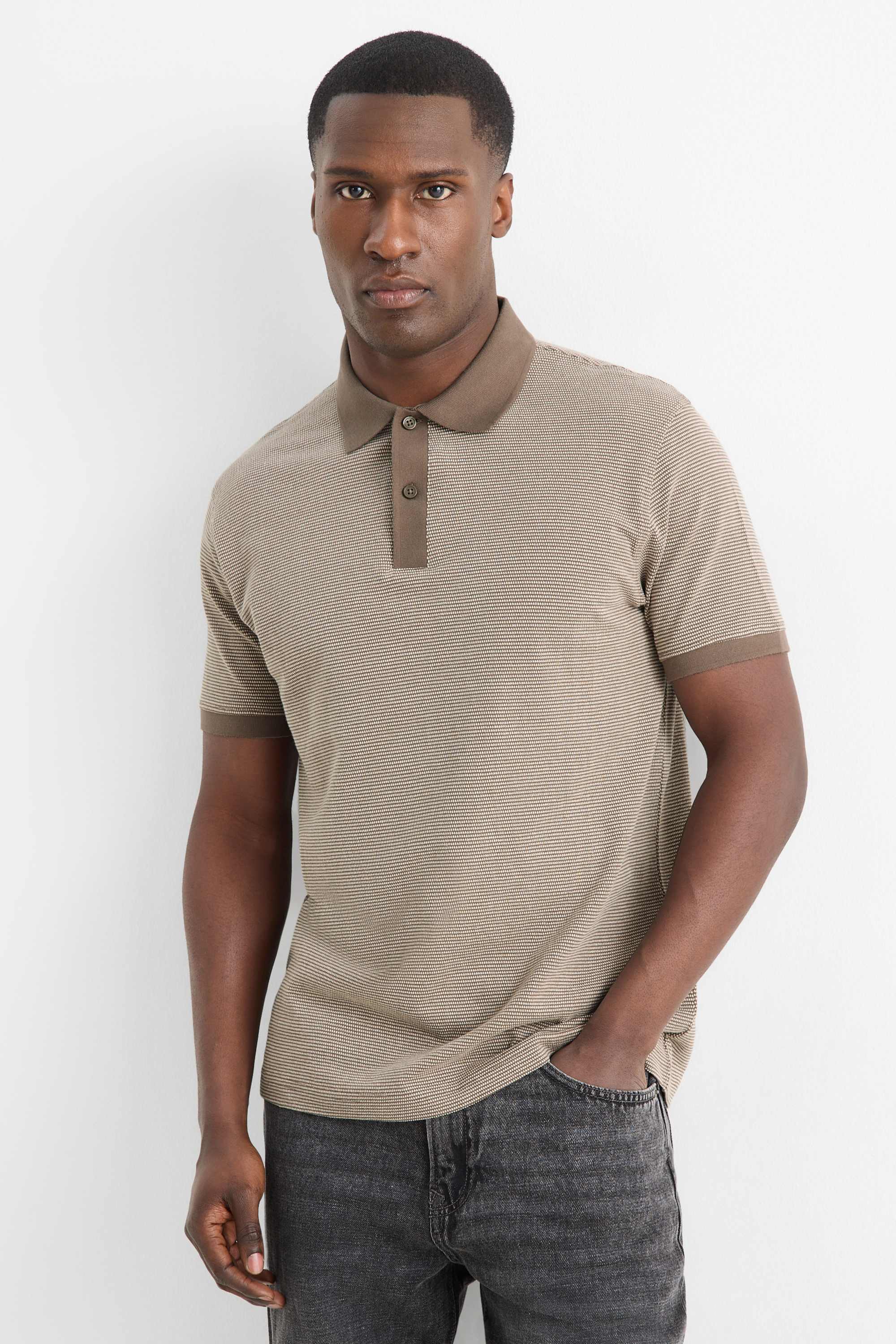 Polo shirt - regular fit - textured beige (5)