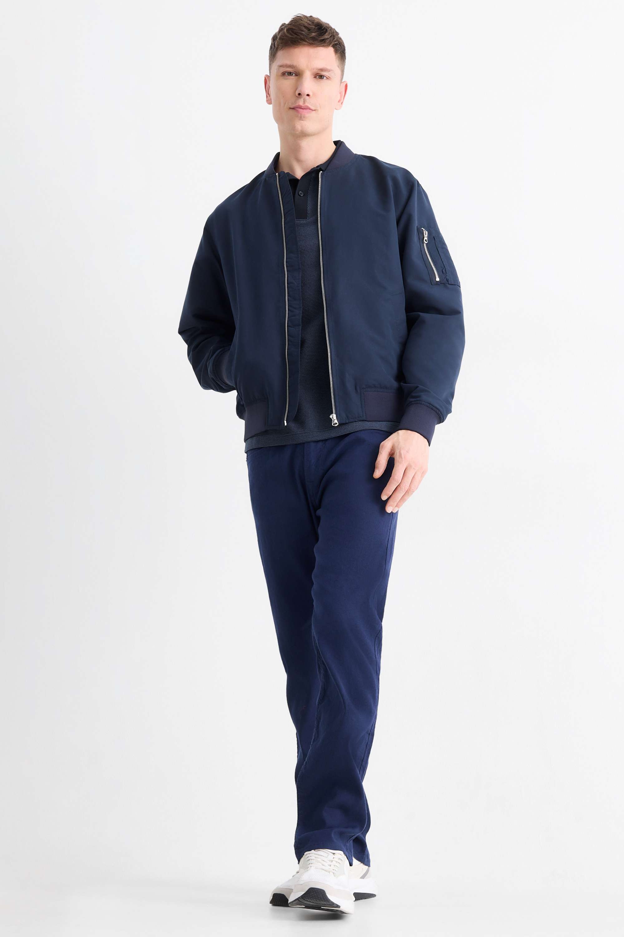 Polo shirt - regular fit - textured dark blue