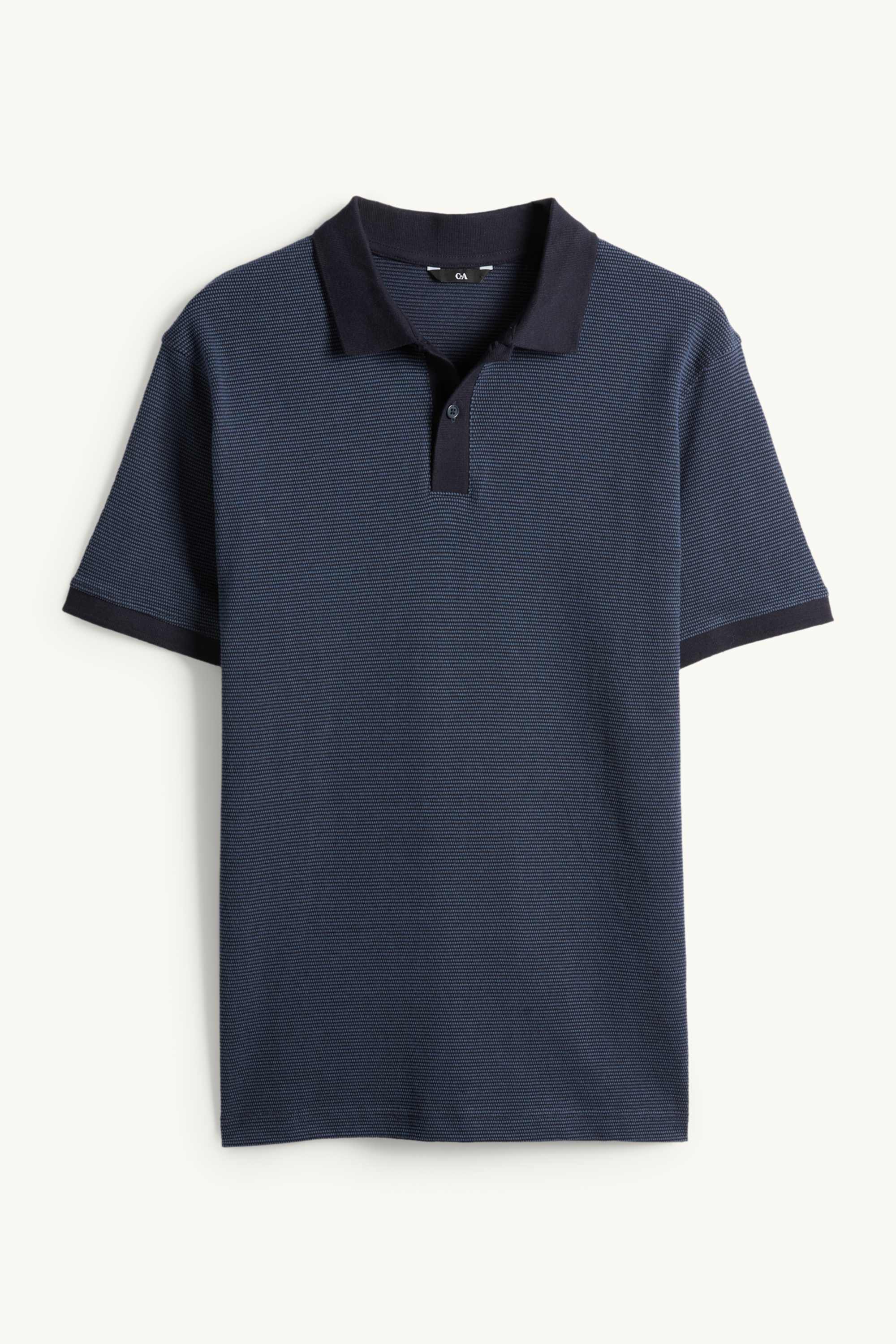 Polo shirt - regular fit - textured dark blue