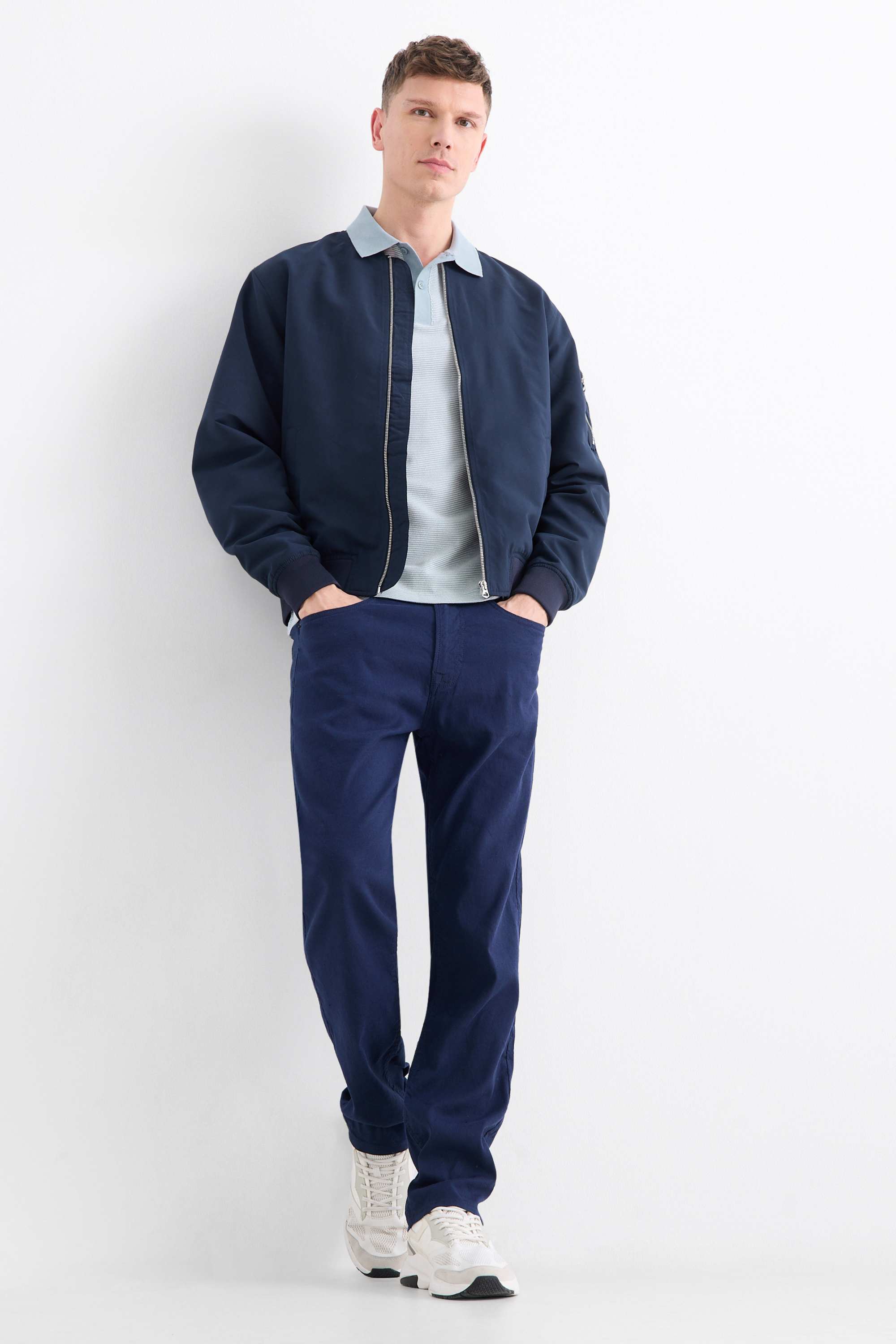 Polo shirt - regular fit - textured light blue
